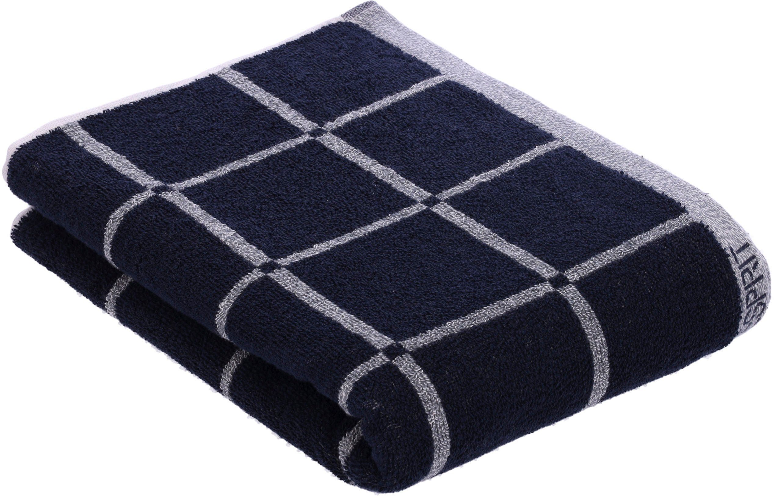 Esprit Duschtuch Melange Cube, Walkfrottier blue im Karodesign (1-St), navy