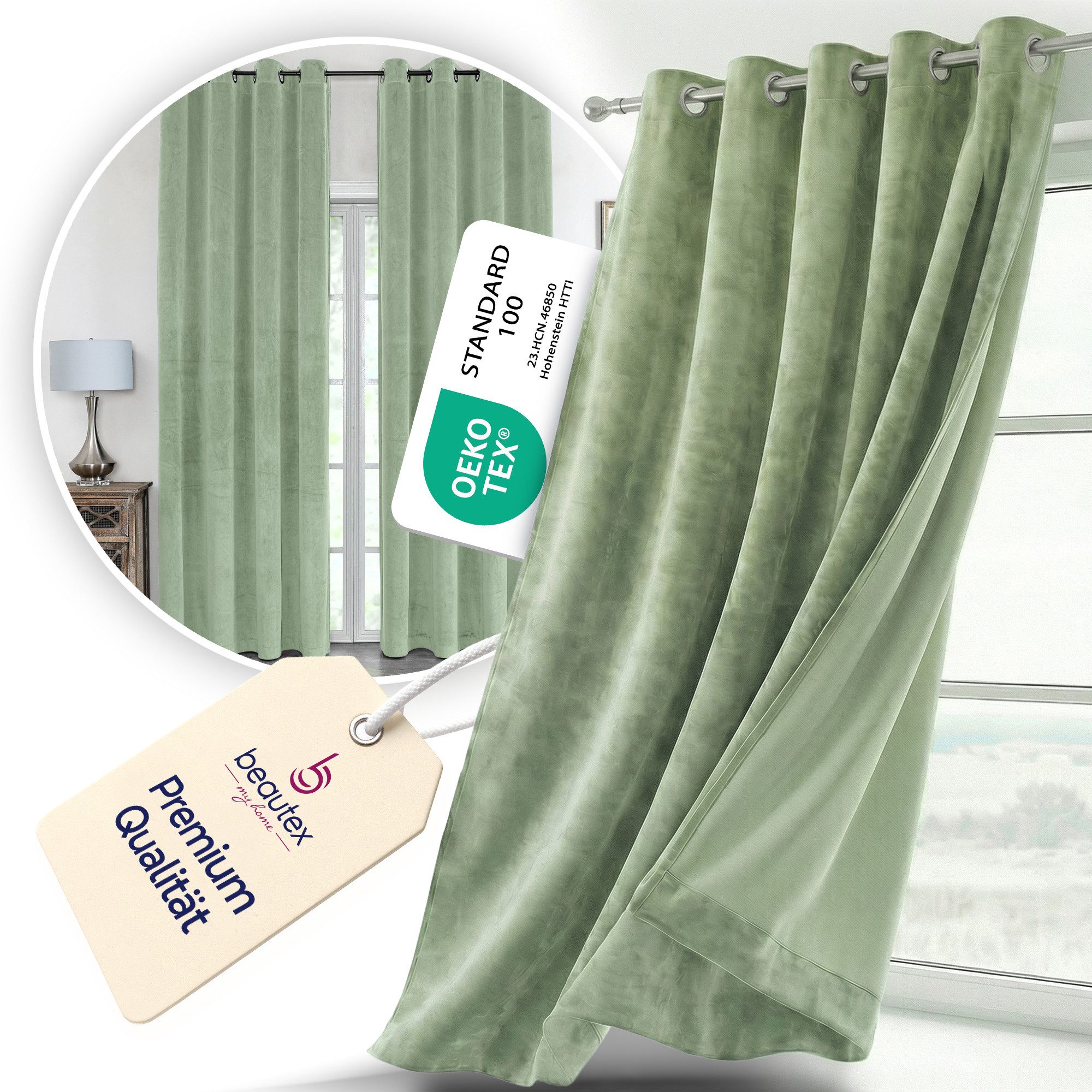 Beautex Verdunkelungsvorhang Samt Vorhang Ösen Gardine Velvet blickdicht abdunkelnd (1 St), Ösen, abdunkelnd, Velvet-Samt, blickdicht, Ösenaufhängung, pflegeleicht