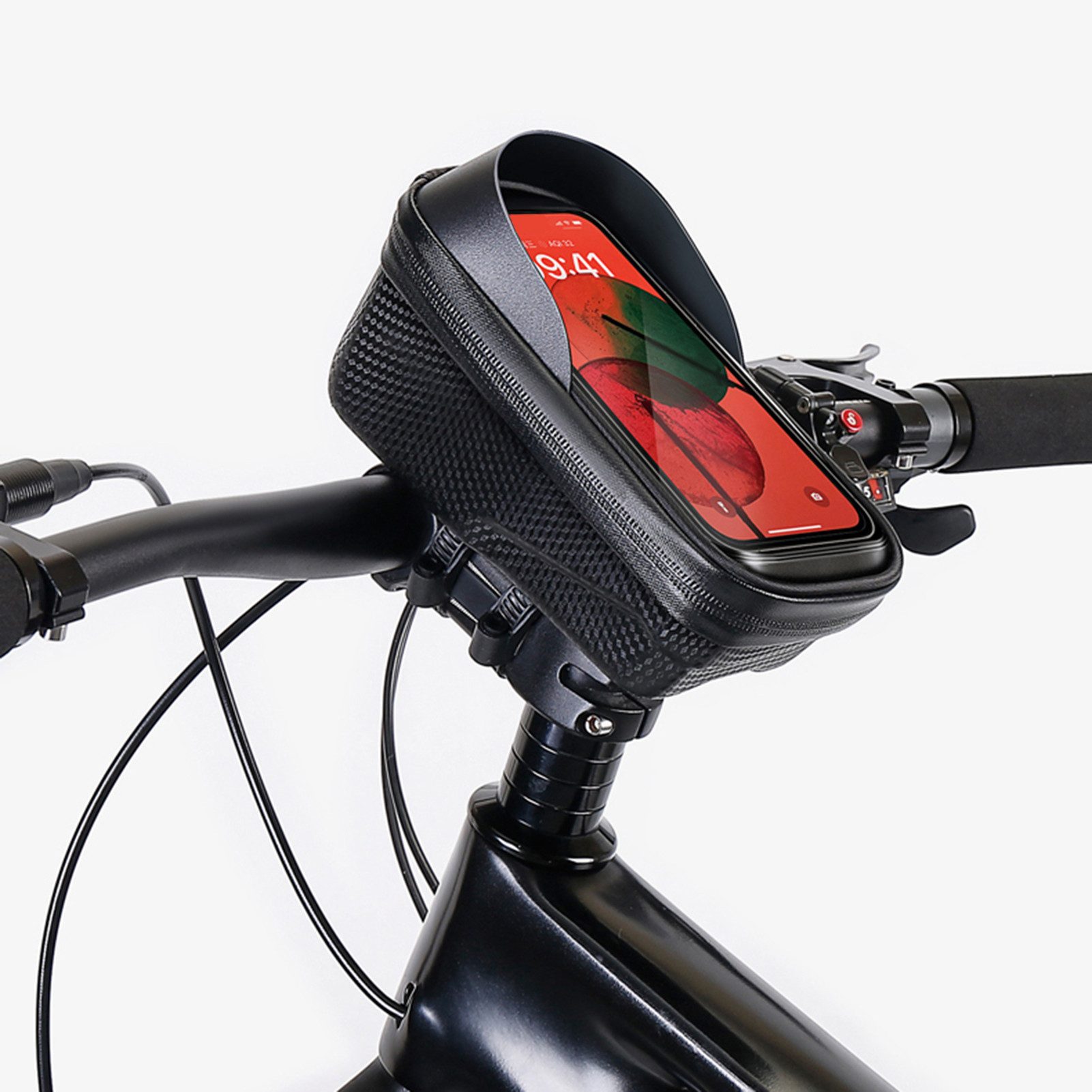 GARRYFIZH Handy-Rahmentasche Fahrrad Oberrohrtasche Hartschale Handyhalter 1L Schwarz, Sensibler Touchscreen, Obuste, Schnellspanner