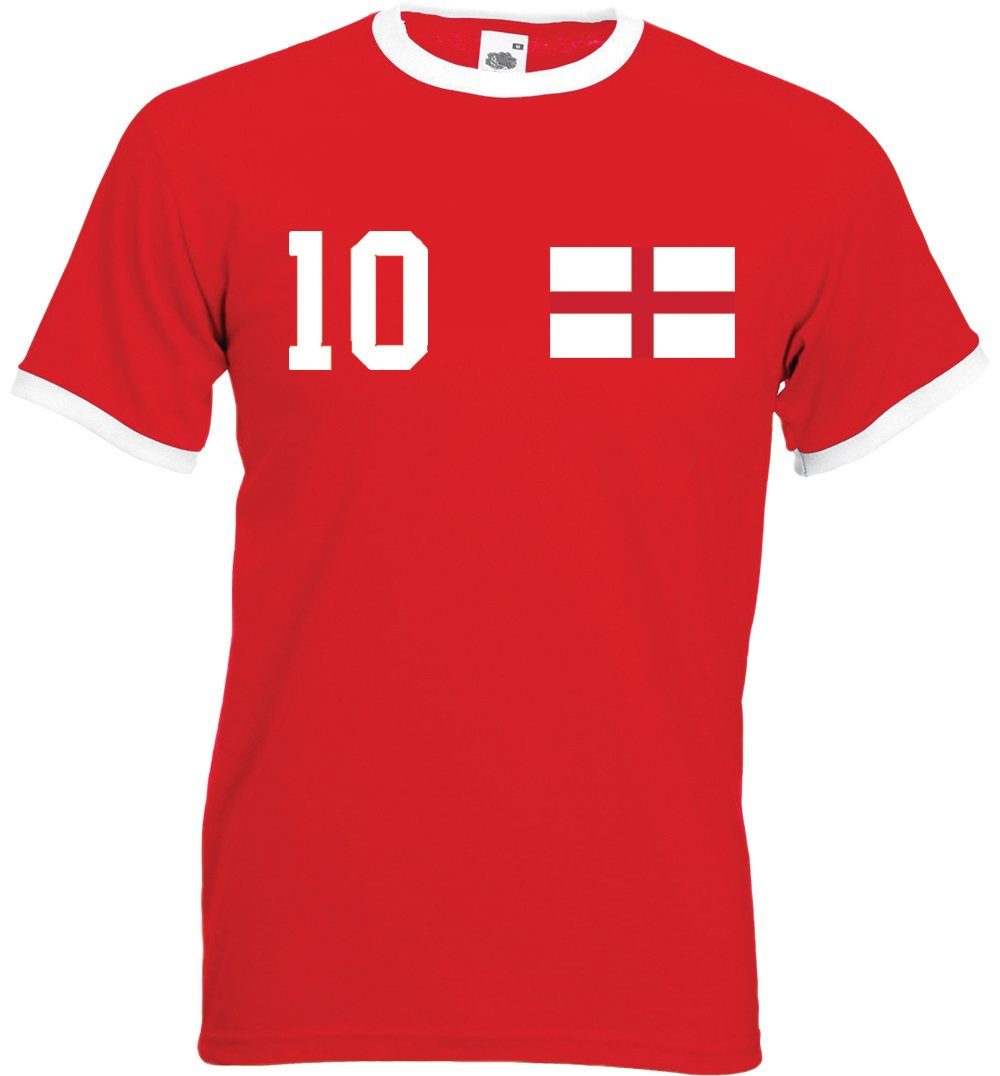 Youth Motiv Look Designz T-Shirt mit Trikot T-Shirt im trendigem Herren Fußball Weiß-Rot England