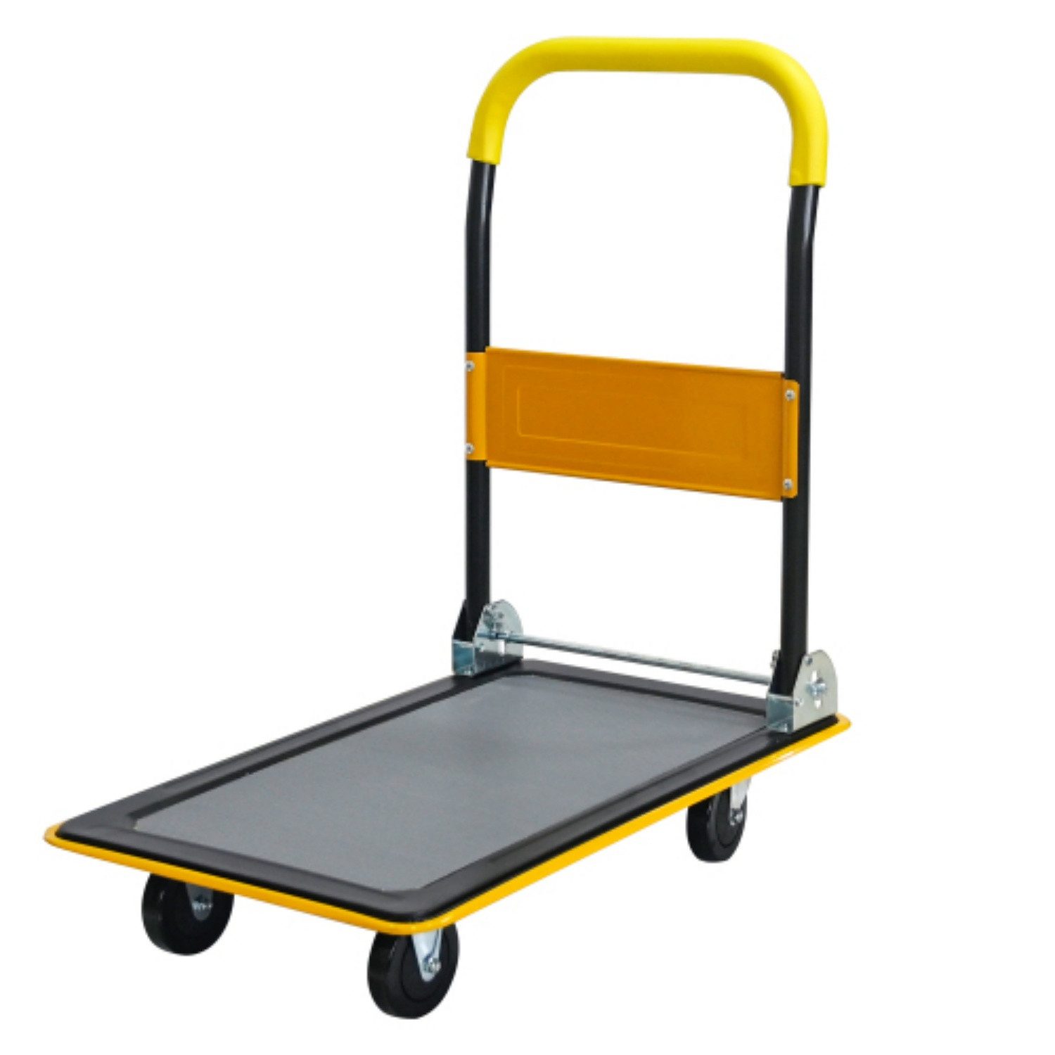 ibettertec Schubkarre Flachbettkarre, Faltbarer Schubwagen für Beladung und Lagerung, Plattformhandwagen mit 150KG Tragfähigkeit, 360-Grad-Schwenkräder