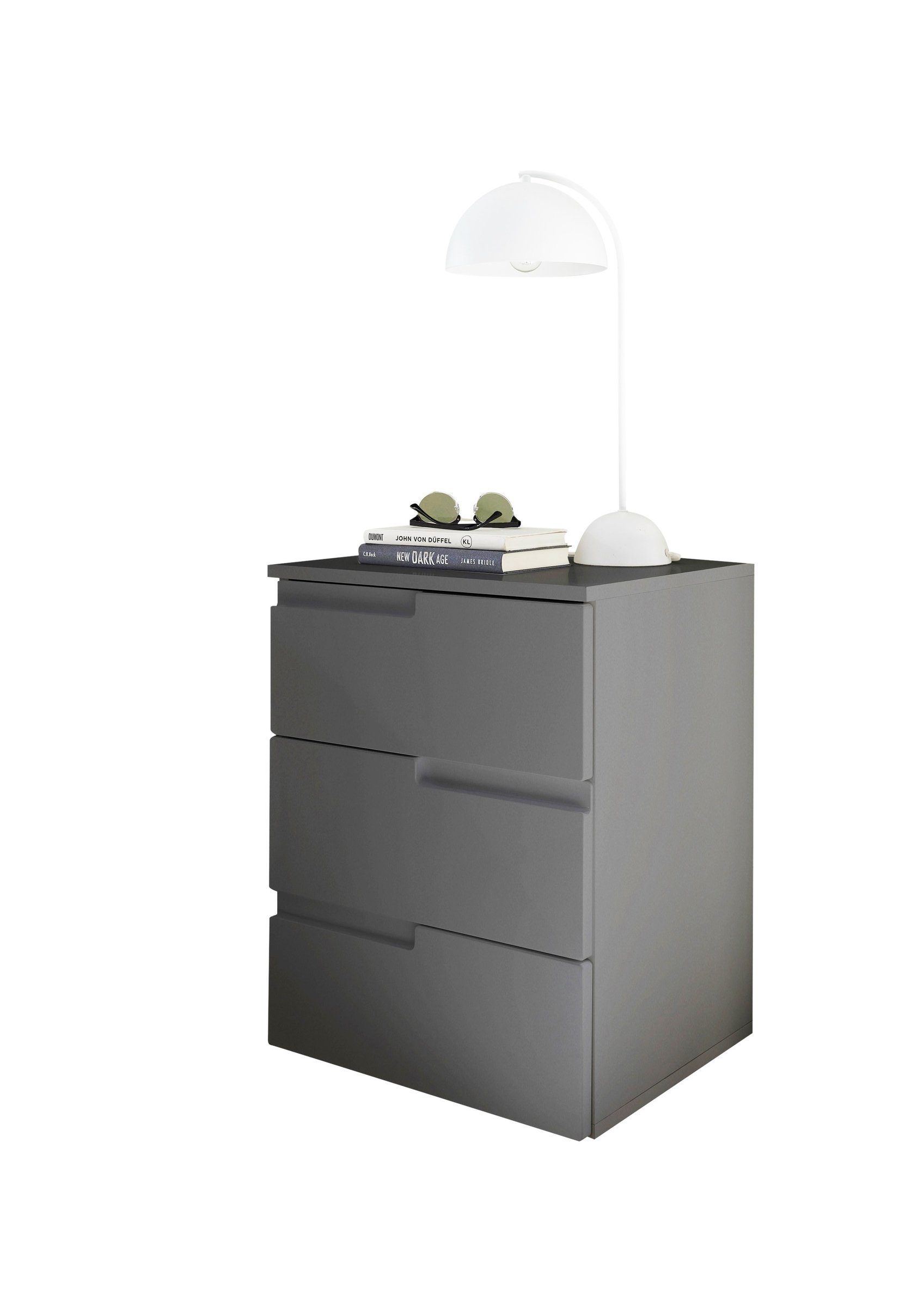 Pol-Power Nachtkommode in Graphit matt mit 3 Schubladen (BxHxT: 46x59x40 cm)