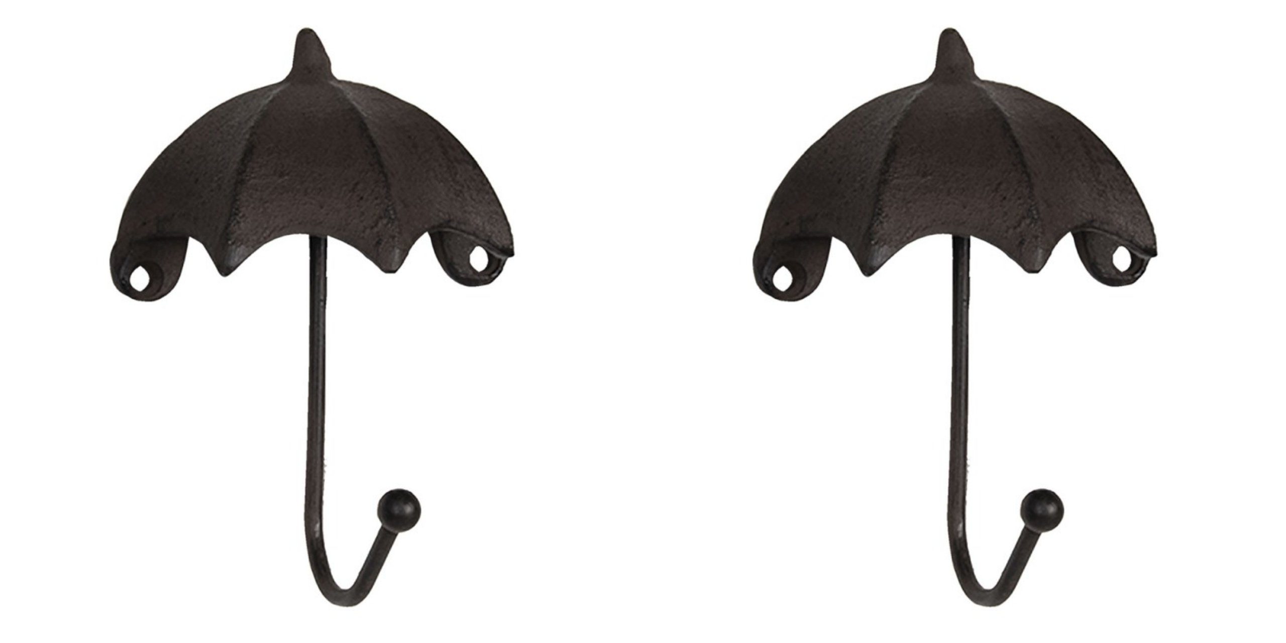 Clayre & Eef Zierhaken, Vintage 2er Set Wandhaken in Form von Regenschirmen Modell UMBRE