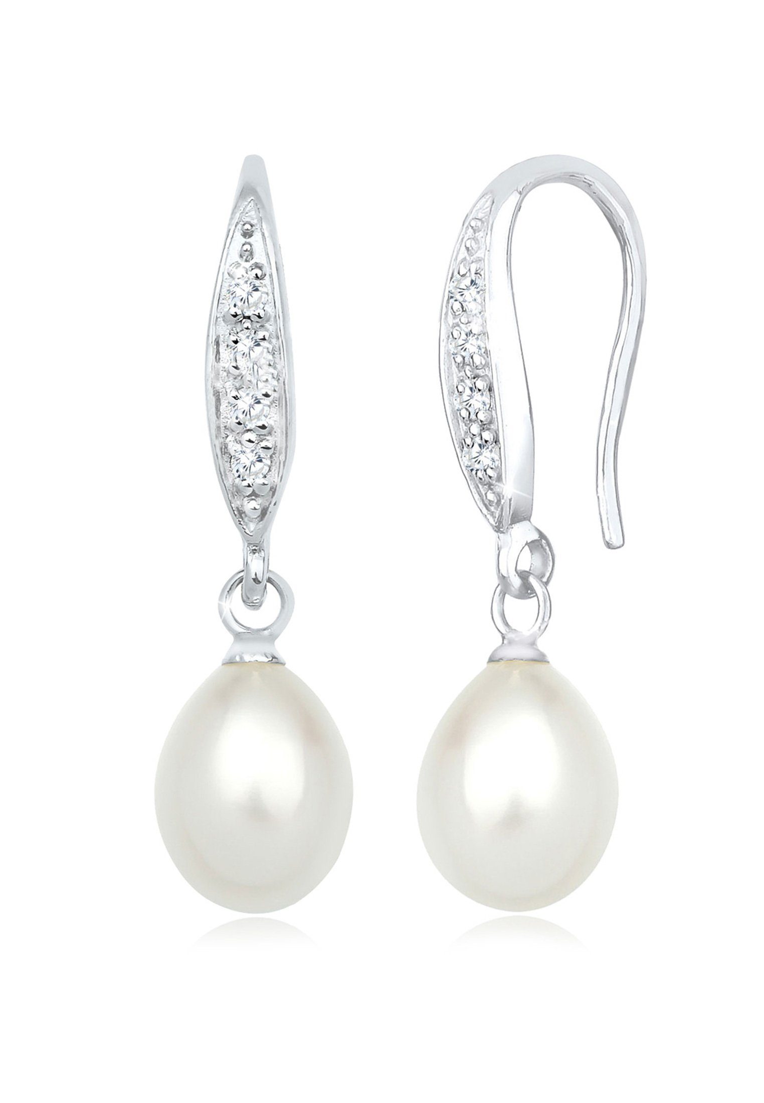 Elli Perlenohrringe Zirkonia Weiß 925 Sterling Silber