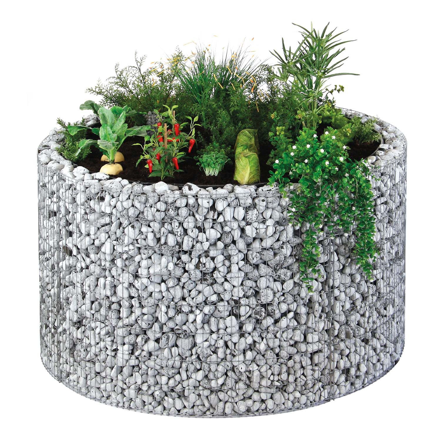 Bellissa Hochbeet Gabionen-Hochbeet rund 146/126cmx80cm Gabionenkörbe DIY-Bausatz