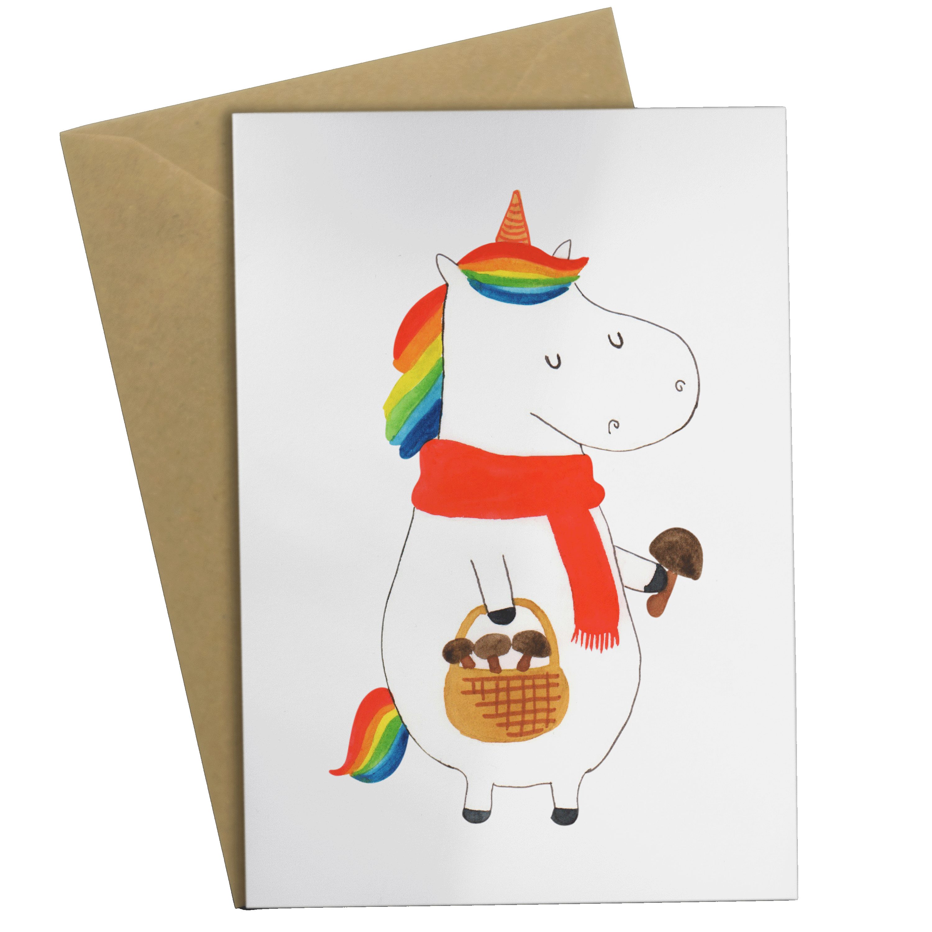 Mr. & Mrs. Panda Grußkarte »Einhorn Pilz Weiß Geschenk