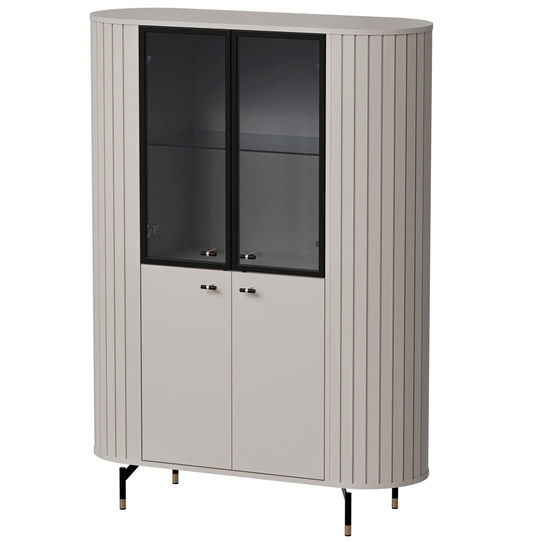 Selsey Standvitrine ZANTE 4-türig mit Glasfront, 4 Fächern, 112 cm