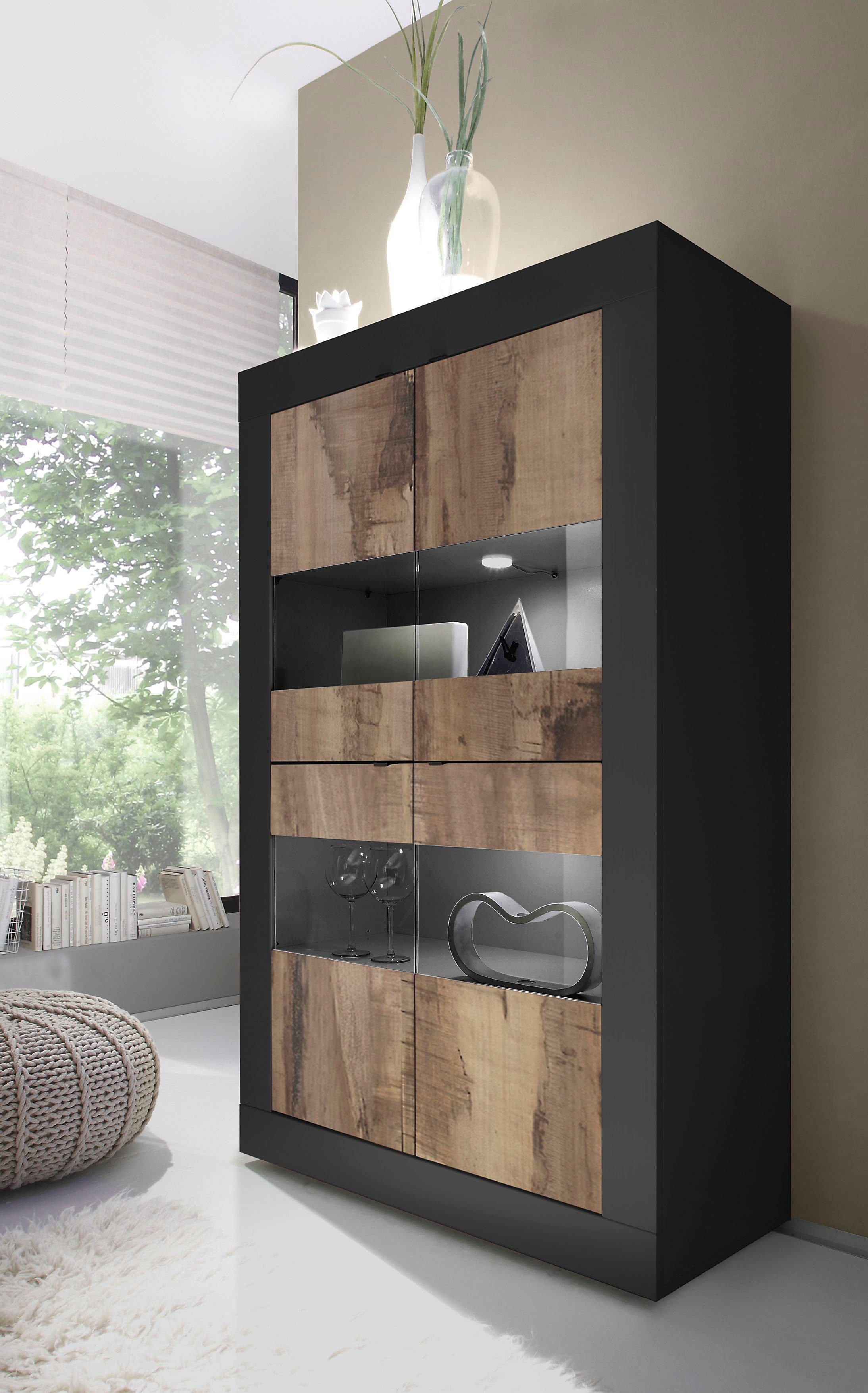 INOSIGN Vitrine Basic Höhe 162 cm, Standvitrine mit 4 Türen - Metallgriffe, günstig online kaufen