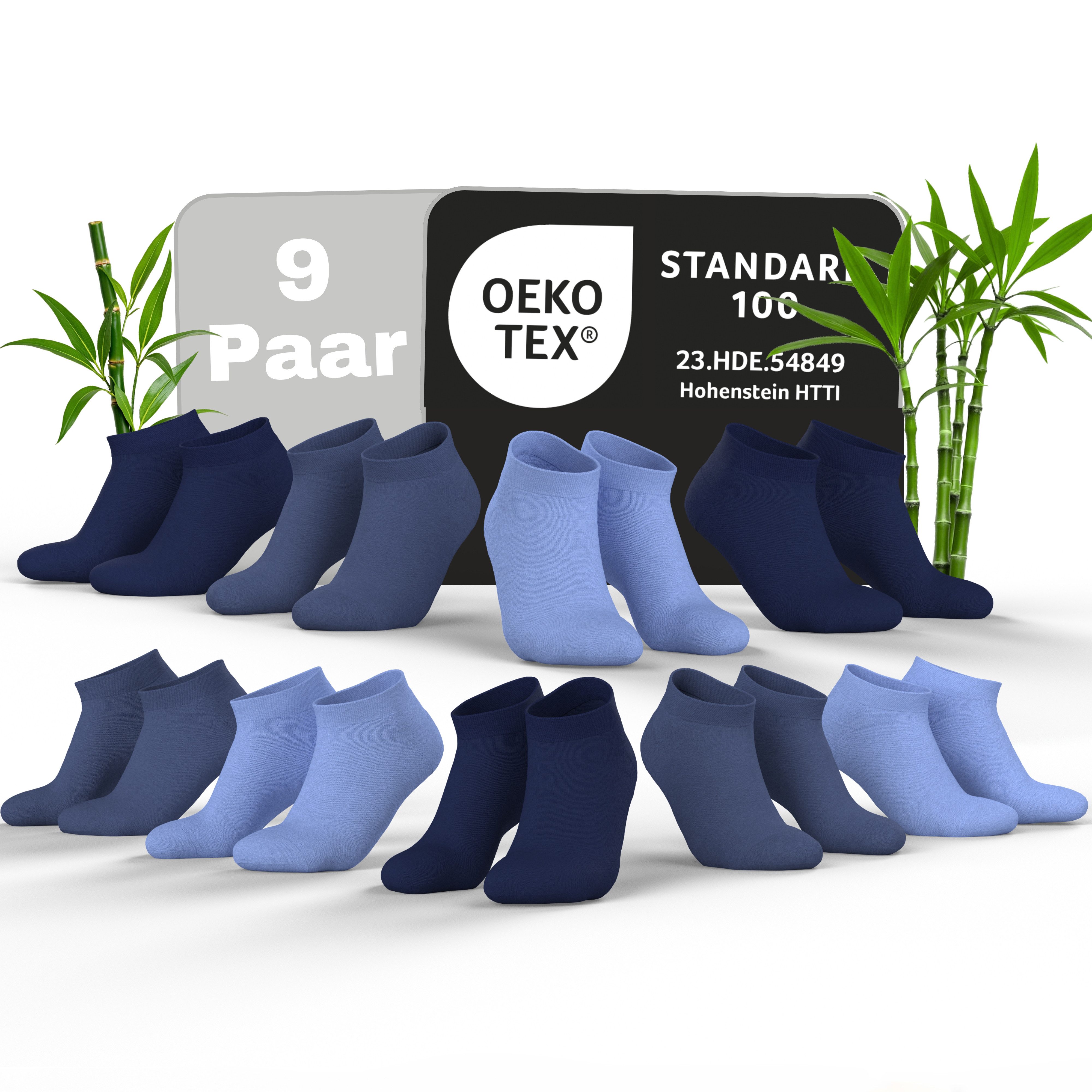 MEDOLY Sneakersocken Bambus Sneaker-Socken gegen Schweißfüße, mit 70% Viskose (9 Paar) aus Bambus-Zellstoff, ohne störenden Gummibund