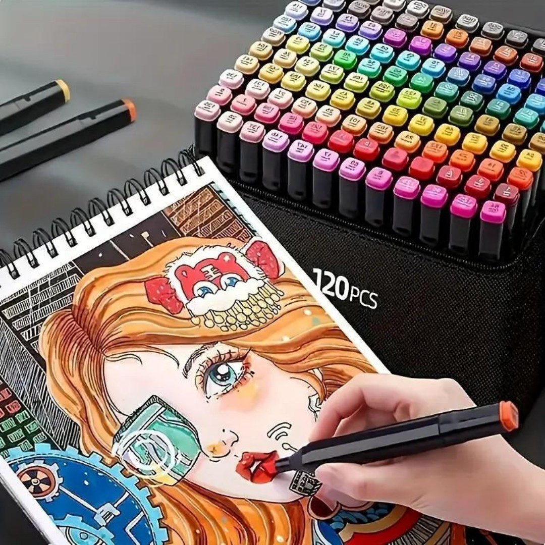 Kityhome Filzstift 120 Dual-Tip Artist Marker Set,Kreativset für Malbücher & Skizzen, (Set, Das ideale Geschenk), Professionelle Doppelspitze