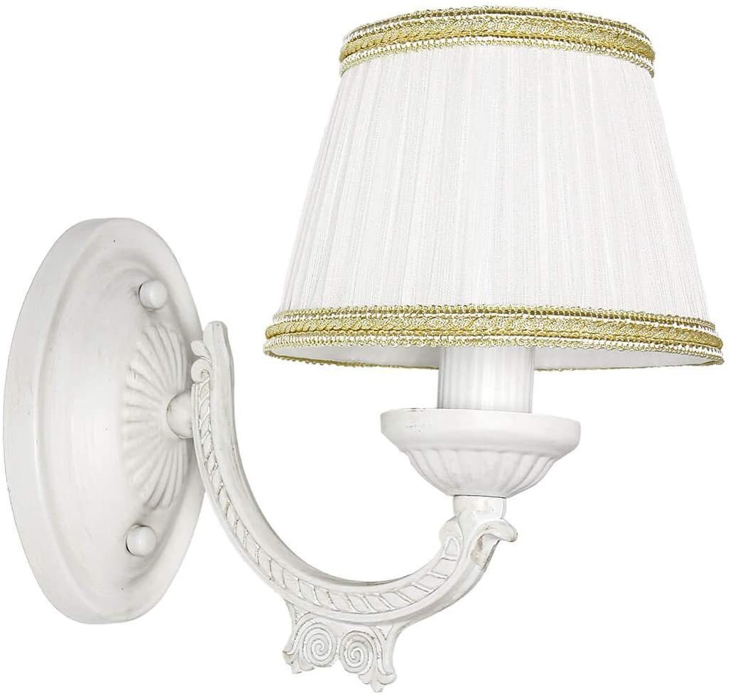 Leuchtmittel, Wandleuchte ohne SOFIA, Wandlampe Licht-Erlebnisse Stoffschirm Shabby Weiß Schlafzimmer