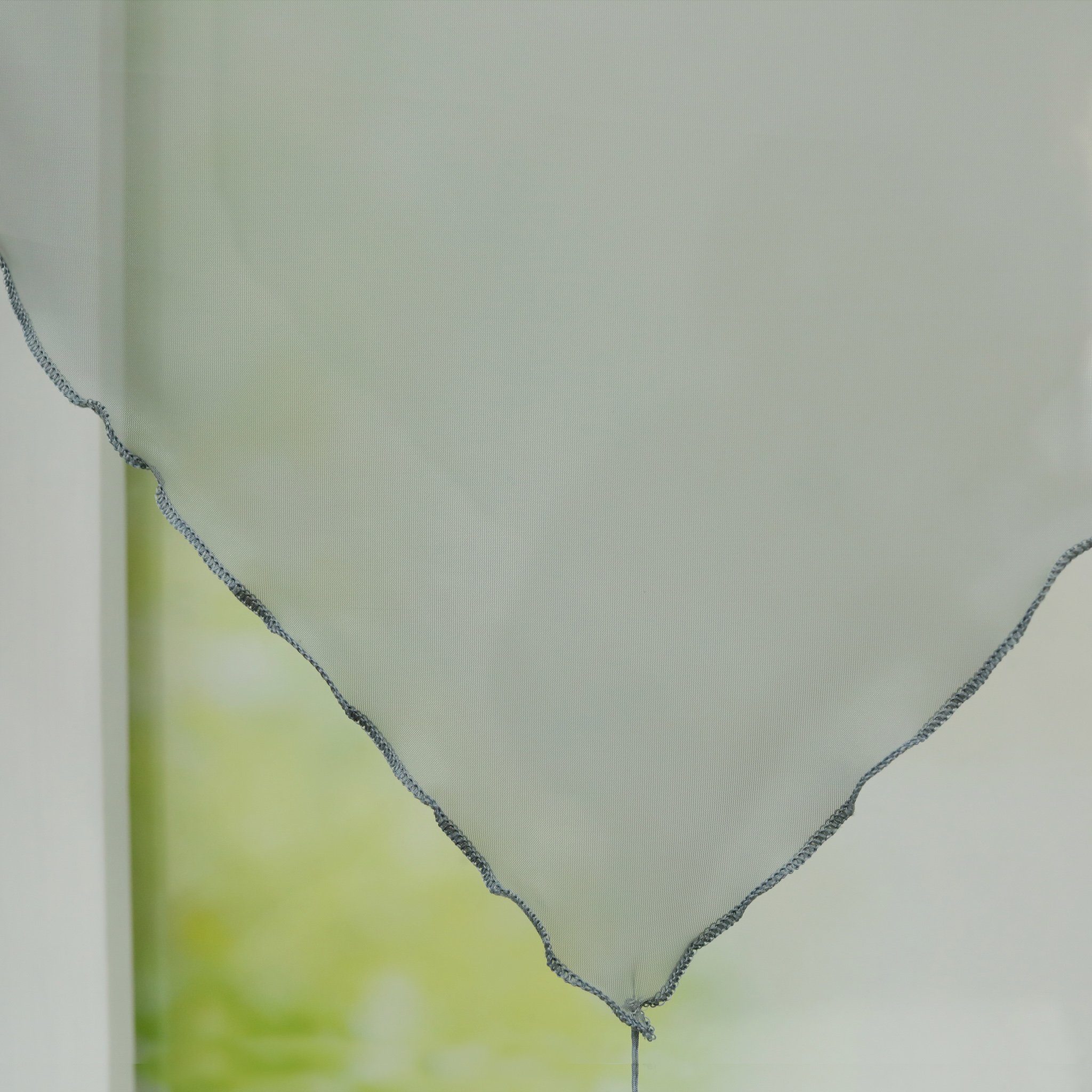 Delien Scheibengardine Uni (2 St), Stangendurchzug, Voile mit Quaste