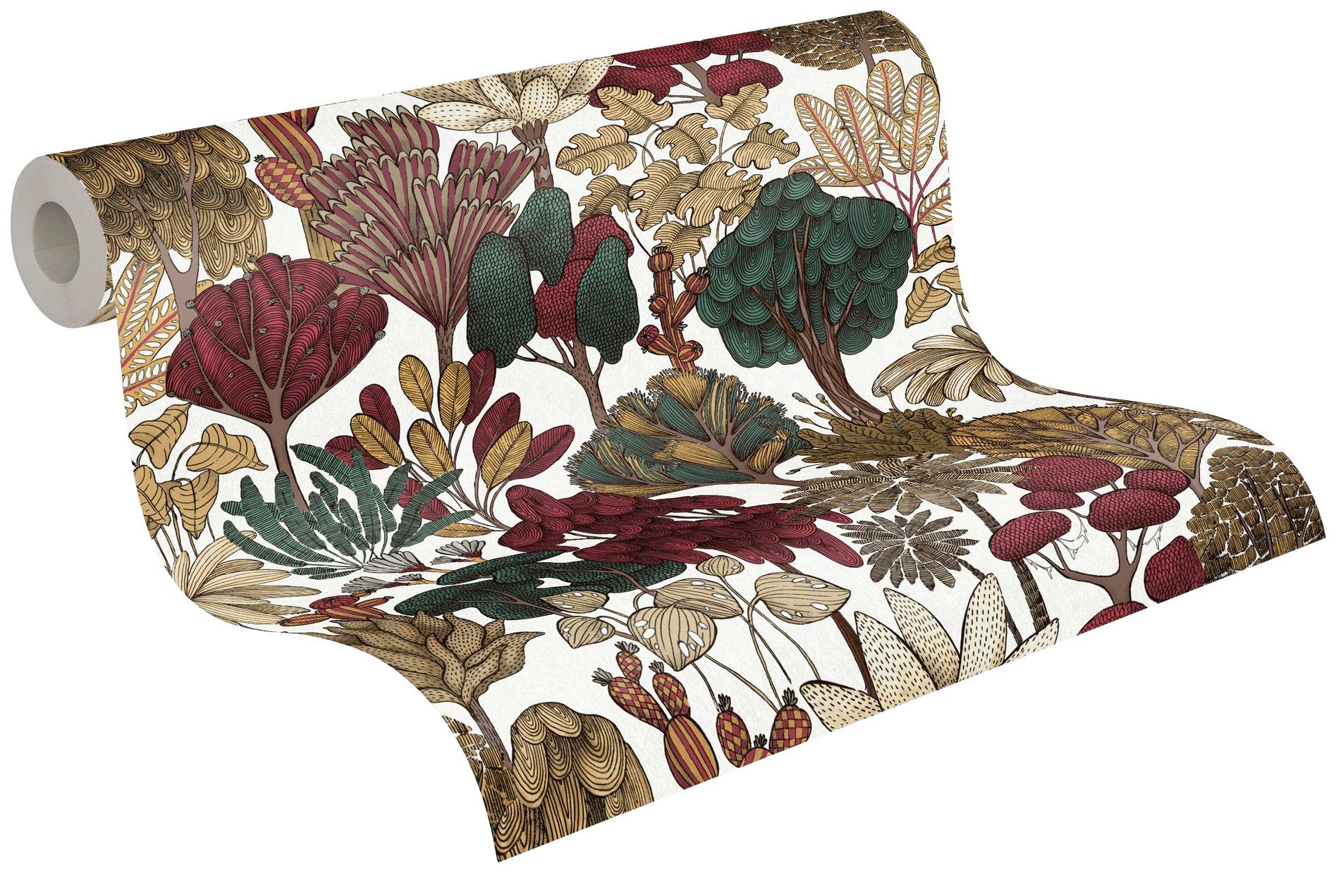 Paper Tapete Vliestapete Dschungel rot/beige/braun A.S. glatt, botanisch, Floral Impression, Architects Création Blumentapete floral,