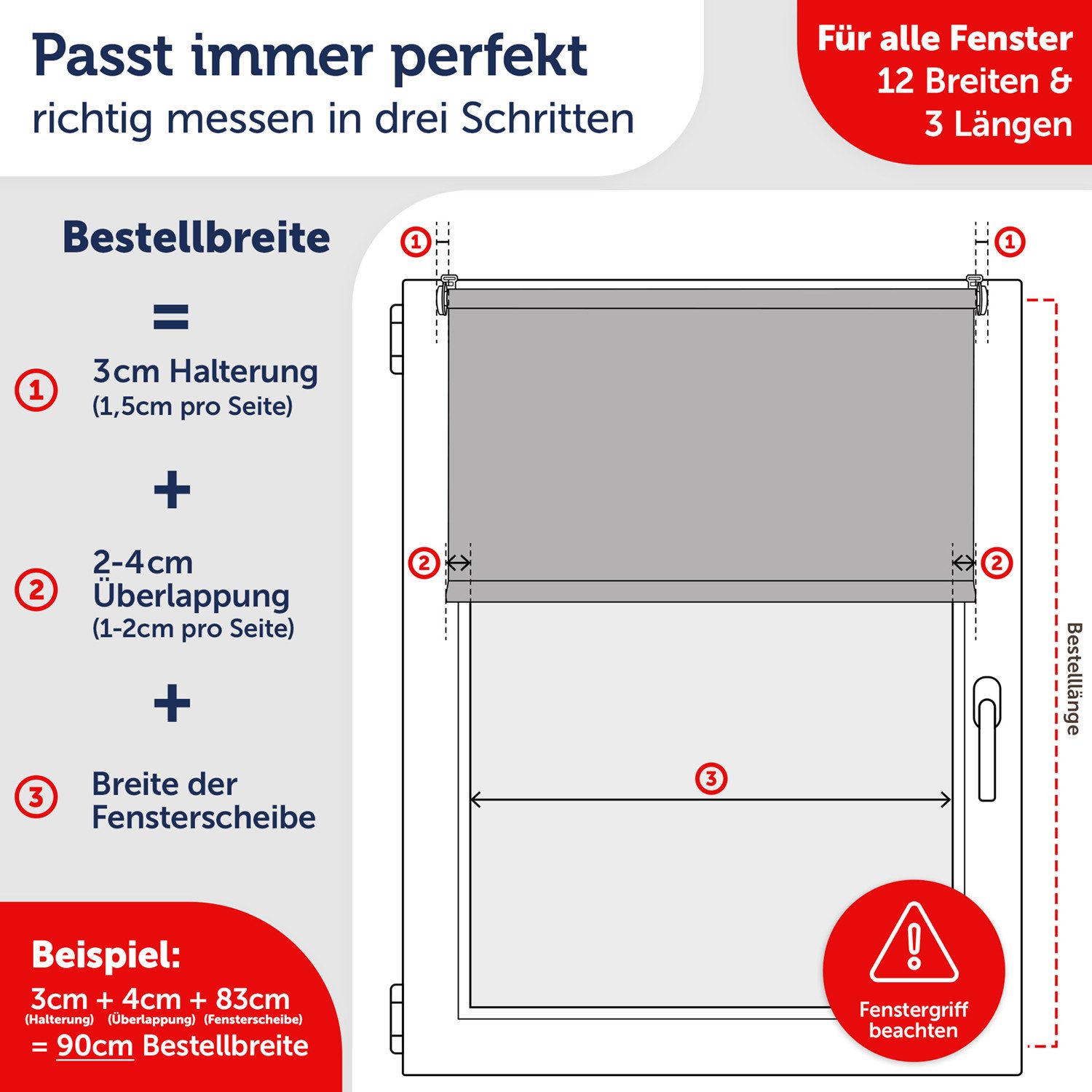 Verdunklungsrollo Verdunkelungsrollo ohne Bohren, Blumtal, Klemm-Montage oder optional Wandmontage mit Schrauben und Dübeln, 4-lagiges Rollo UV-beständig – Bild 5 von 5