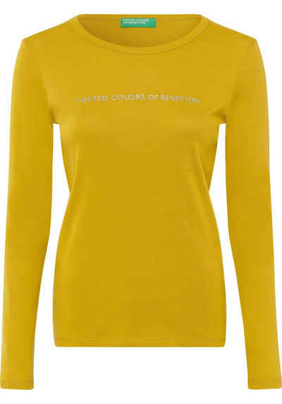 United Colors of Benetton Langarmshirt mit Glitzer-Print vorn