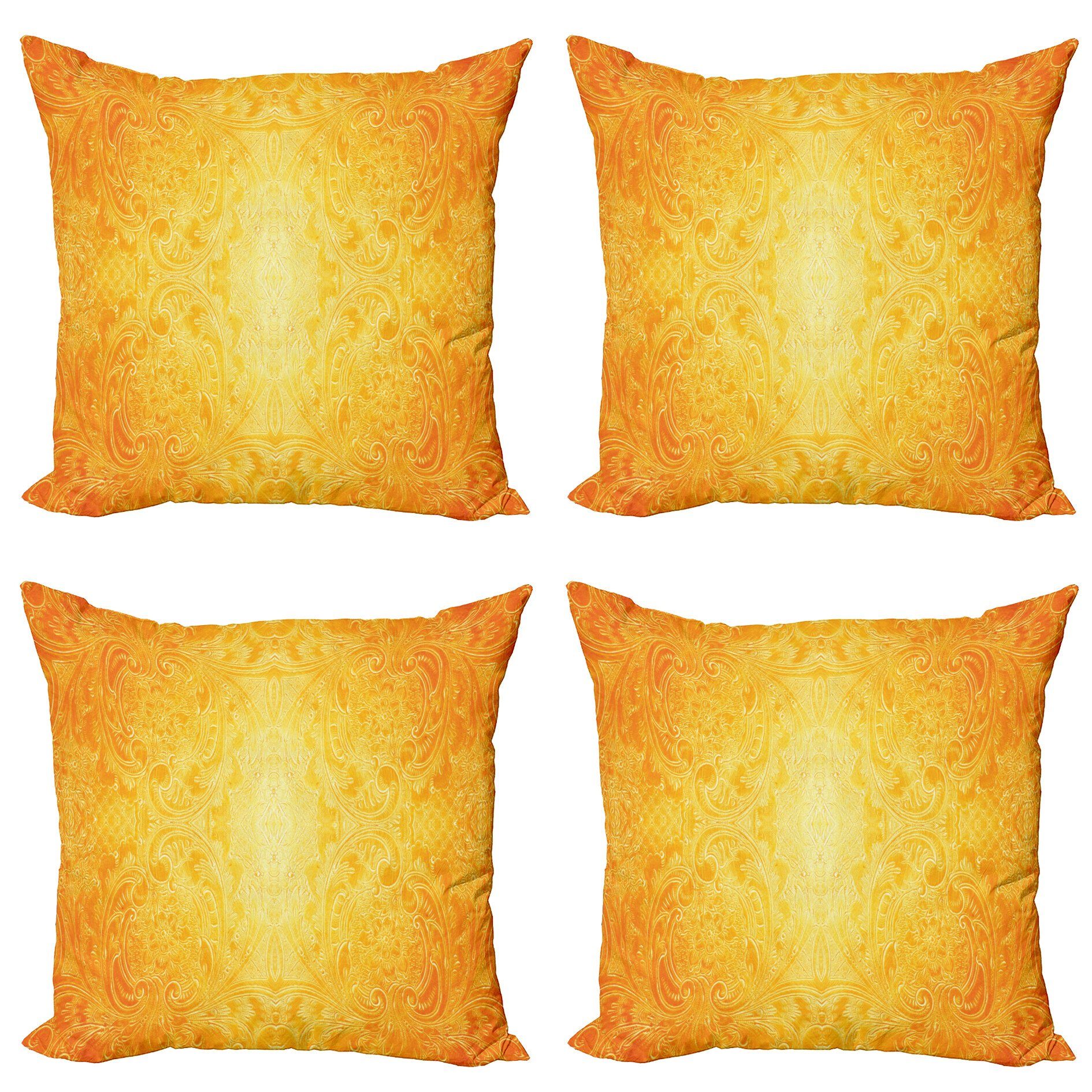 Blumenverzierung Doppelseitiger Antike Orange Abakuhaus Accent Stück), Digitaldruck, Modern Kissenbezüge (4