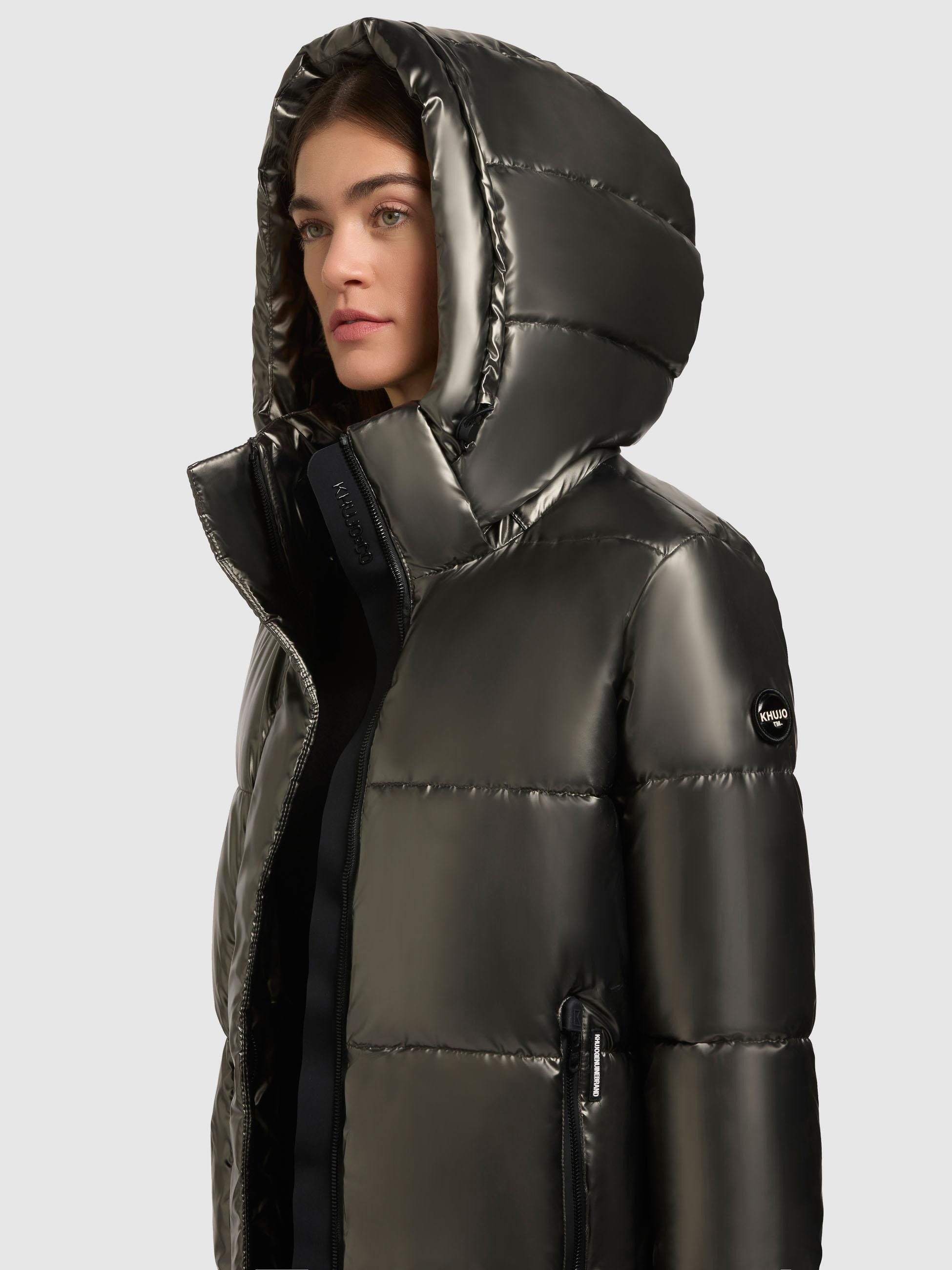 khujo Steppmantel Haya Shiny-YM Wasserdichter gesteppter Damen Winter Kurzmantel
