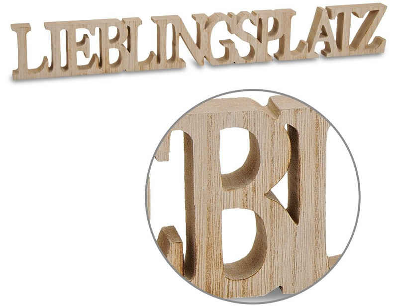 matches21 HOME & HOBBY Dekofigur »3D Holz Schriftzug Lieblingsplatz Deko Buchstaben zum Stellen« (1 St)
