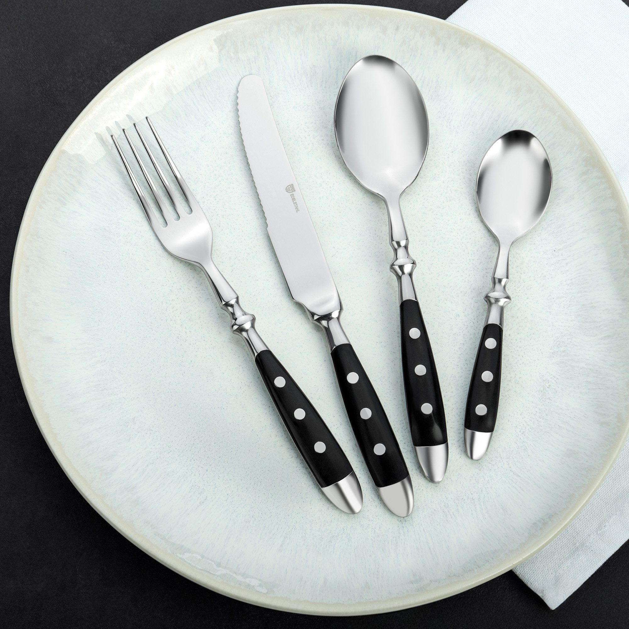 GRÄWE Besteck-Set GRÄWE Tafelbesteck für 6 Personen, 24-tlg, Serie NÜRNBERG, schwarz, Edelstahl 18/0