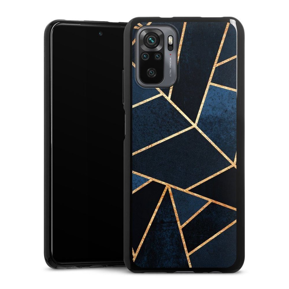 DeinDesign Handyhülle Elisabeth Fredriksson Dreiecke Abstrakt Navy Stone Gold Print, Xiaomi Redmi Note 10 4G Silikon Hülle Bumper Case Handy Schutzhülle