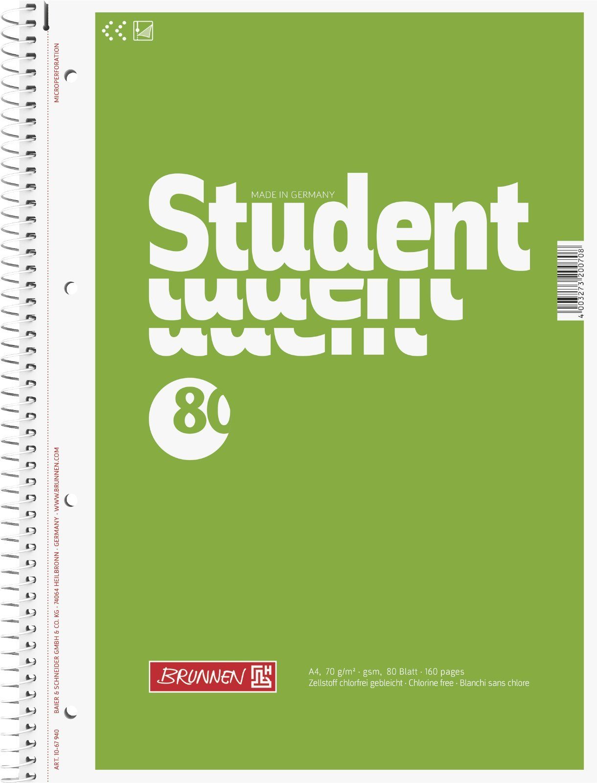 Collegeblock Collegeblock A4 TCF 70 g/m² 80 Blatt unliniert Spiralbindung