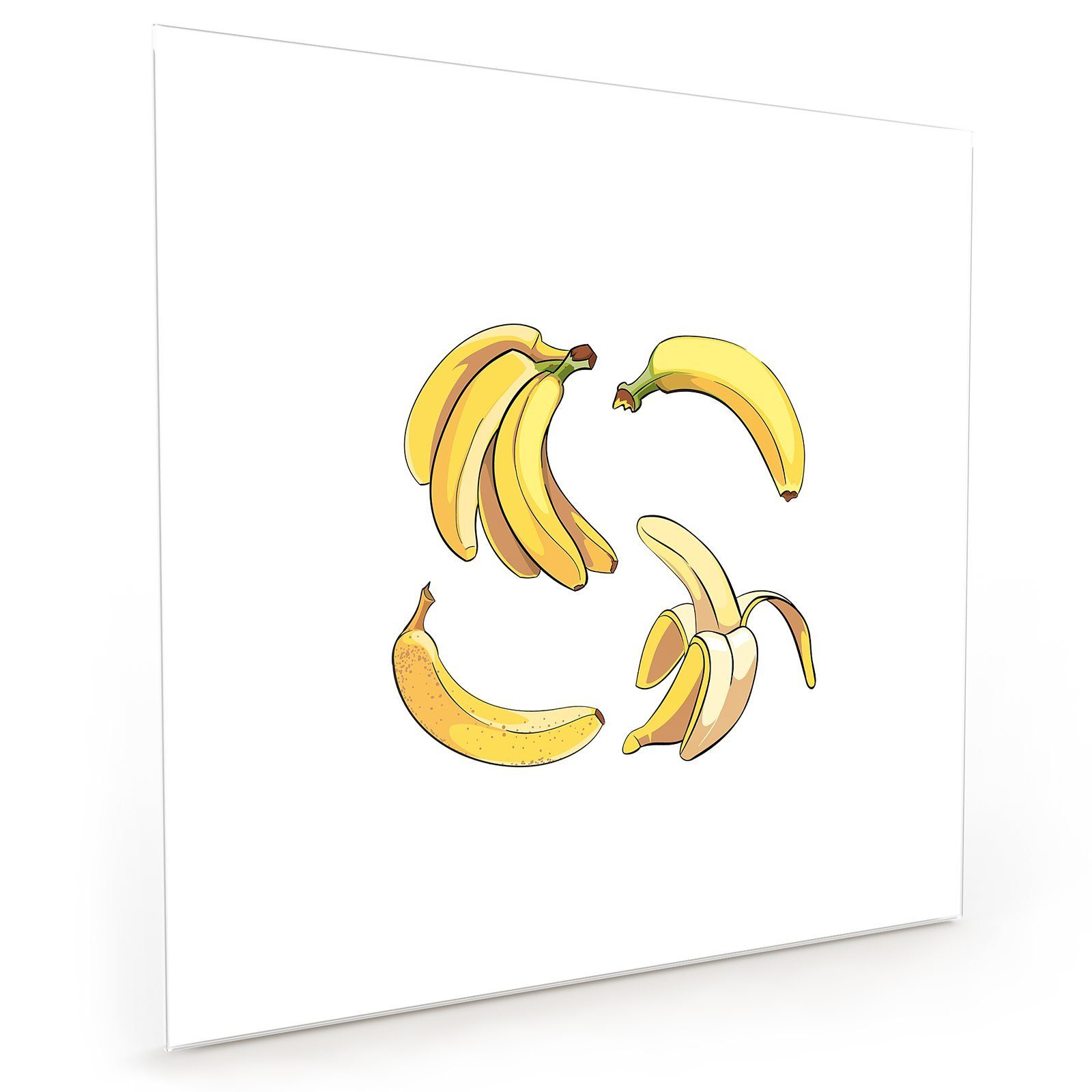 Primedeco Küchenrückwand Küchenrückwand Spritzschutz Glas mit Motiv Bananen im Cartoon Stiel