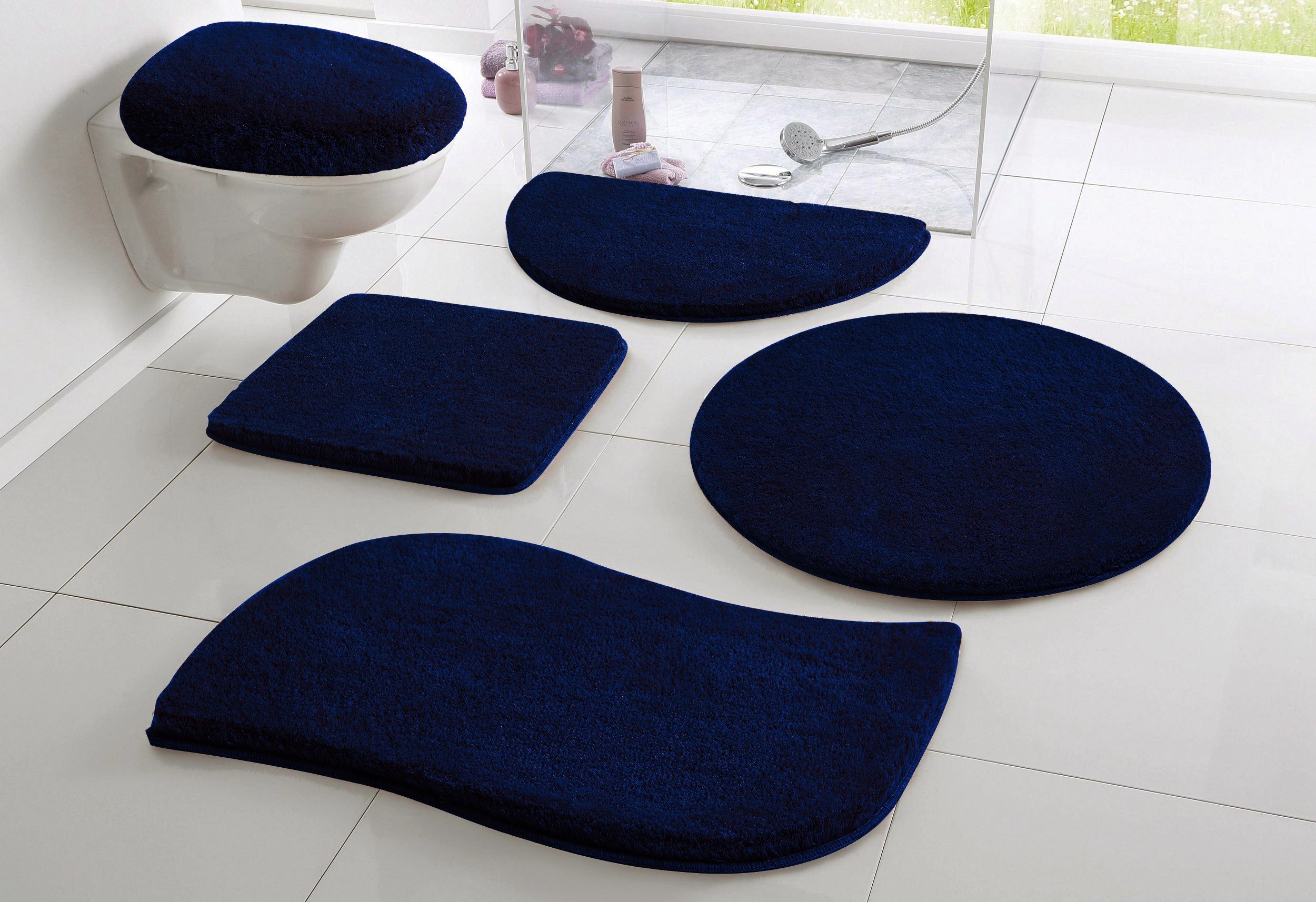 OTTO home Badematte Merida, Badvorleger, Badezimmer Teppich, Höhe 32 mm, rutschhemmend beschichtet, schnell trocknend, strapazierfähig, fußbodenheizungsgeeignet, Kunstfaser, wellenförmig, Badteppich, Uni Farben, rechteckig, rund & als 2-tlg. Set erhältlich