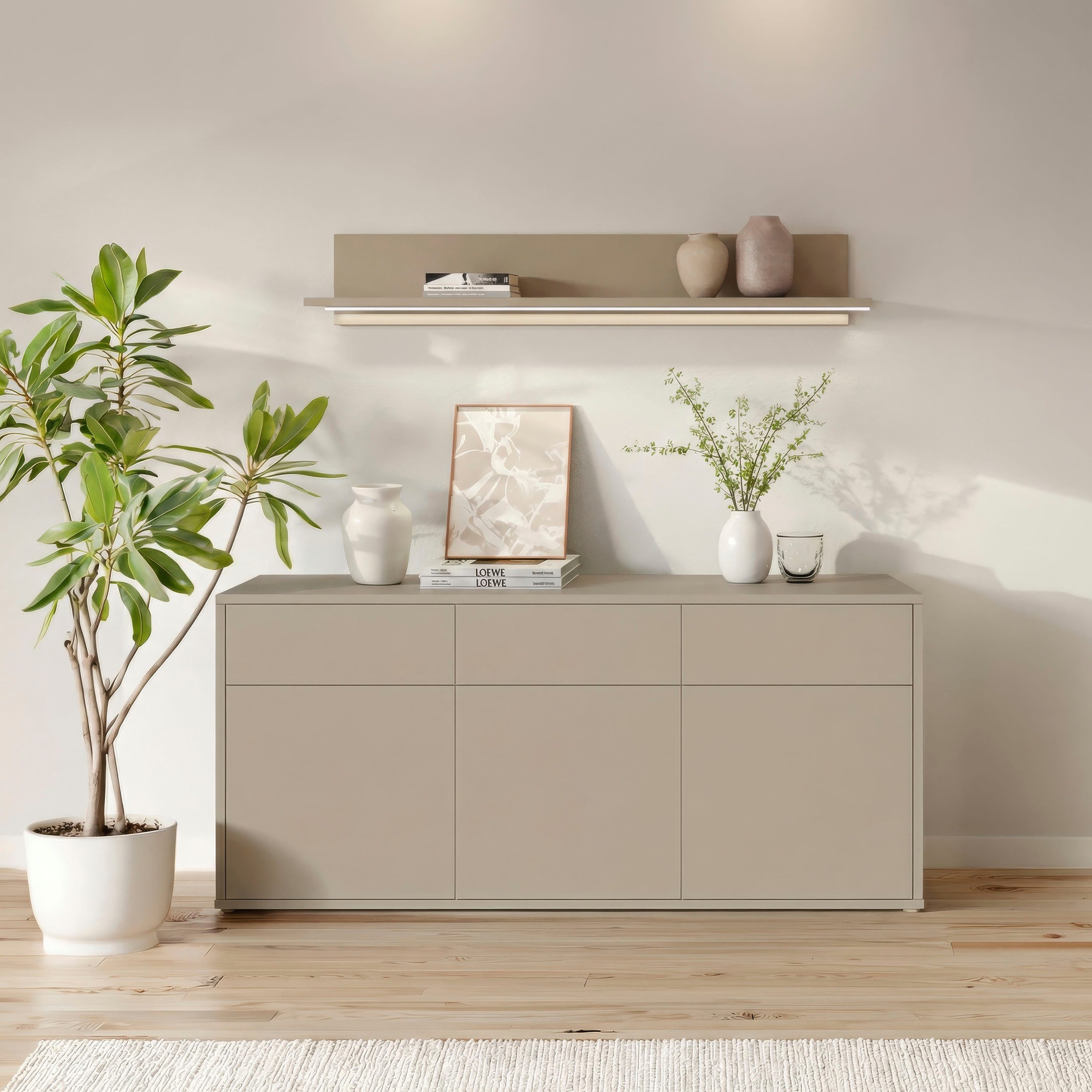 FORTE Sideboard Alice Springs, Sideboard, Breite 184,2 cm, viel Stauraum, Schubkästen mit Vollauszug, Push to open, grifflos