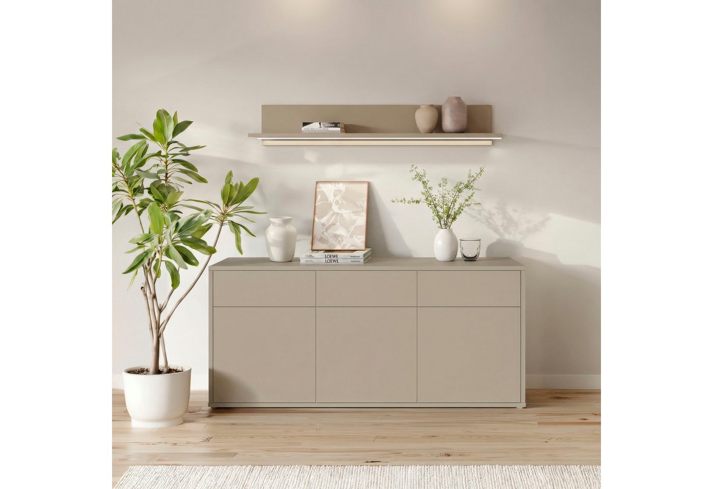 FORTE Sideboard Alice Springs, Sideboard, Breite 184,2 cm, viel Stauraum, Schubkästen mit Vollauszug, Push to open, grifflos