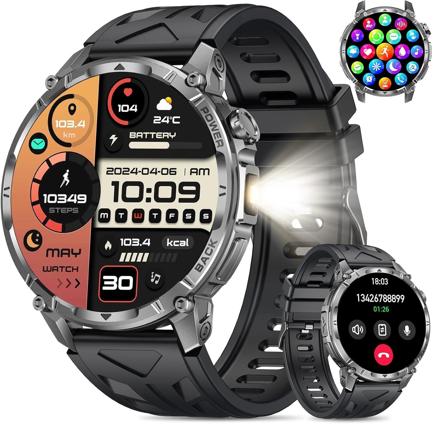 Miecgth ‎IW13 Smartwatch (4,3 cm, Andriod ios), SMARTWATCH HERREN