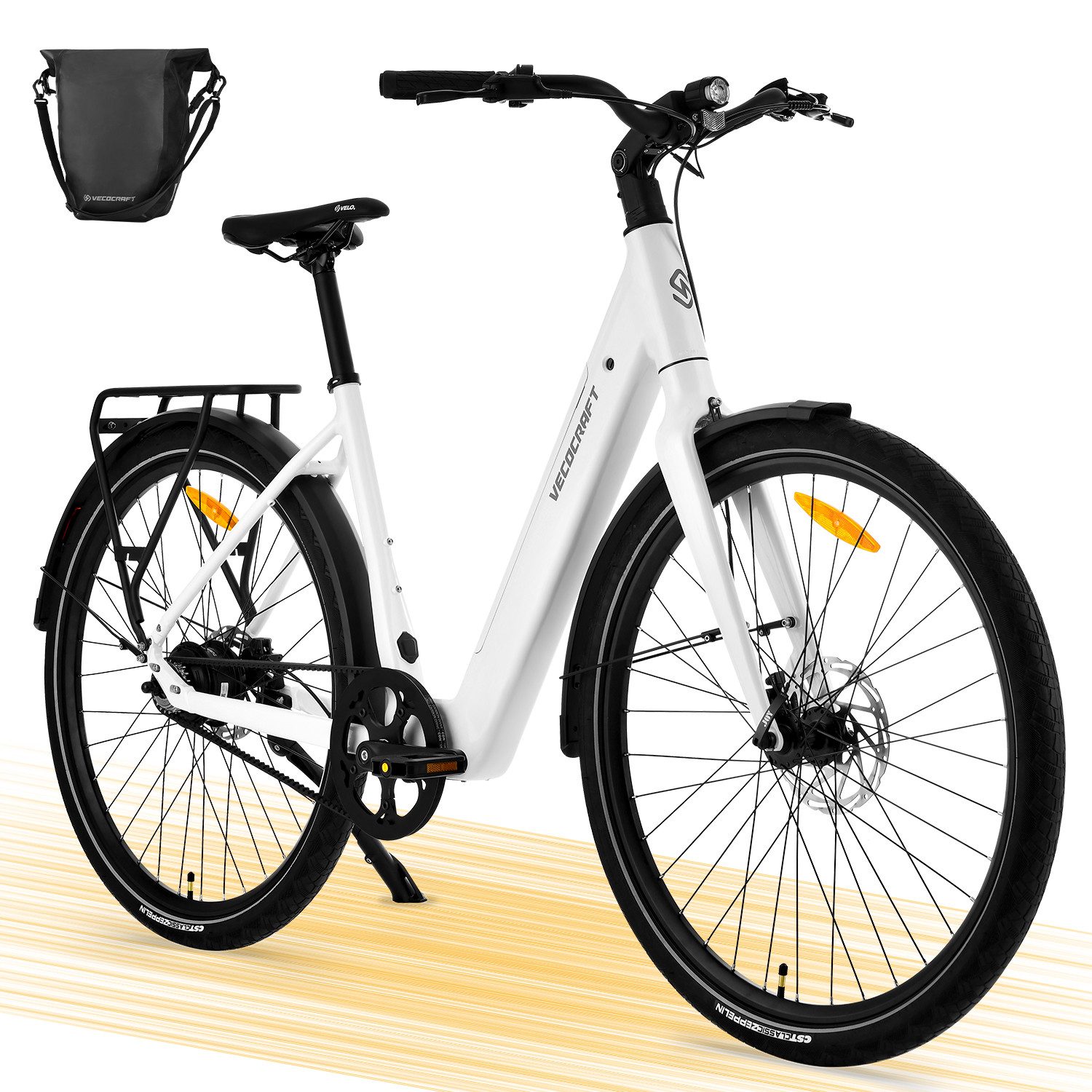 VECOCRAFT E-Bike Damen und Herren 28x2’’ 50Nm,100KM,Gates Riemenantrieb luna1.0, Heckmotor, 360 Wh, Elektrofahrrad,Pedelec,E-Citybike,36V 10AH