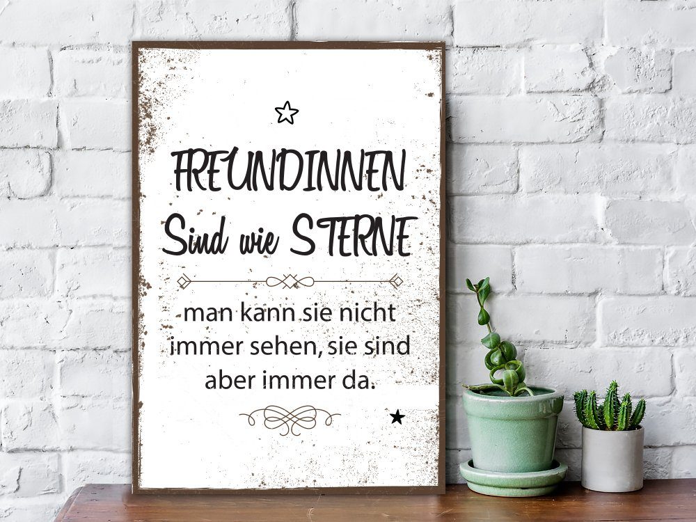 GRAVURZEILE Holzbild mit Spruch - Freundinnen sind wie Sterne - Holzschild -, Geschenk