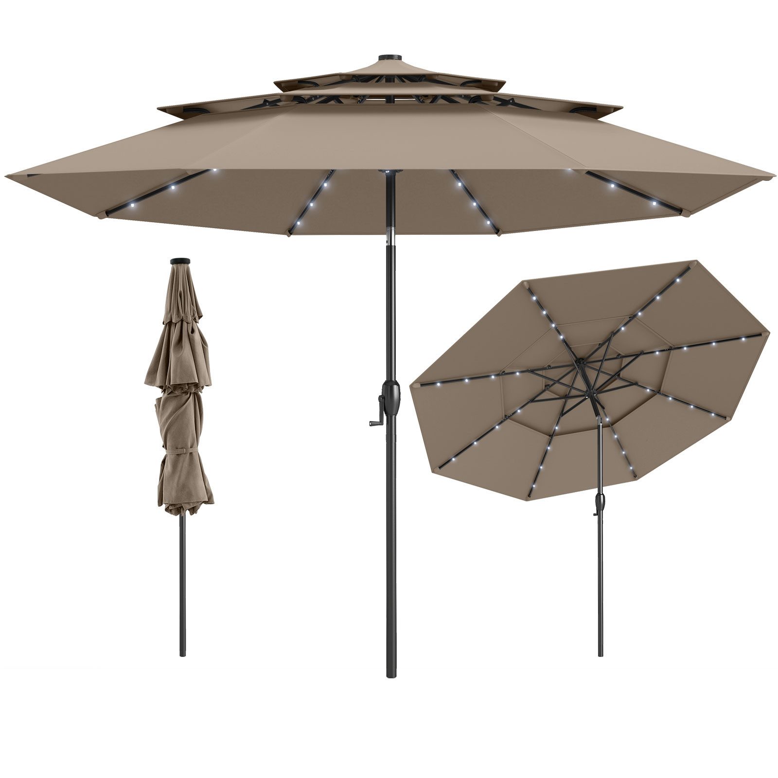COSTWAY Sonnenschirm, Ø297cm Balkonschirm mit 32 günstig online kaufen