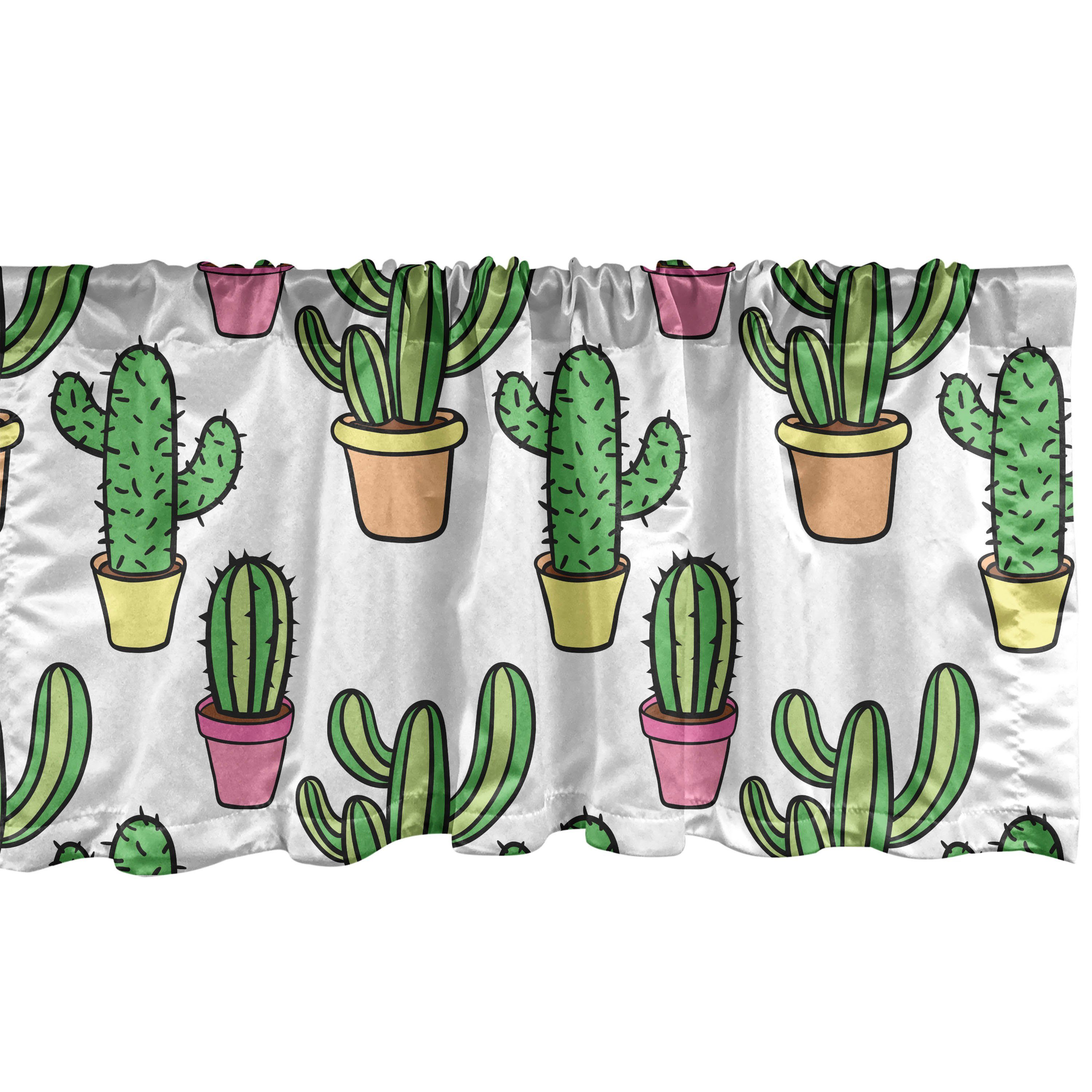 Blumen Abakuhaus, Microfaser, Dekor Küche Volant Stangentasche, Vorhang für mit Schlafzimmer Cartoon Kaktus Scheibengardine