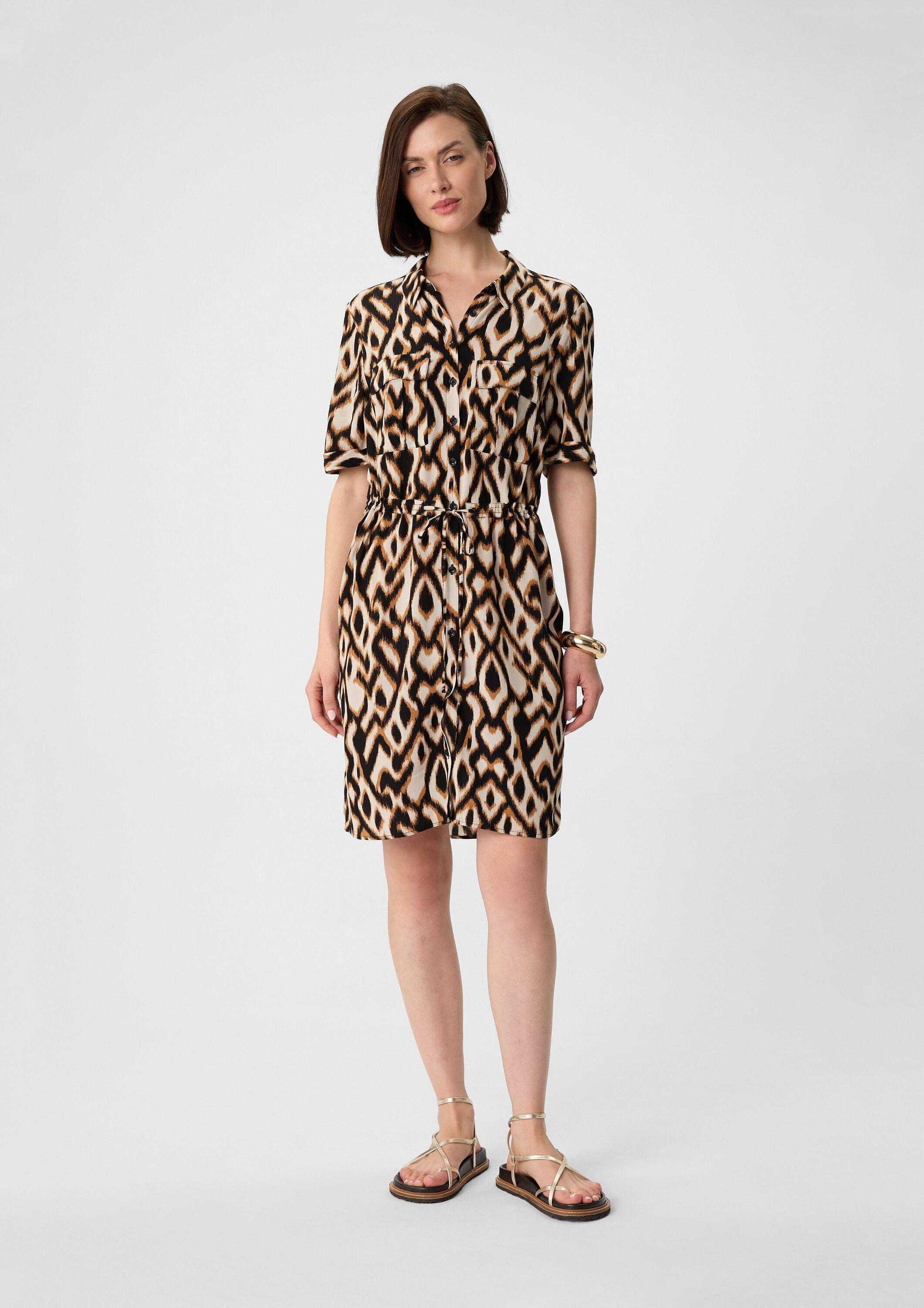 comma Minikleid Kleid Fließendes Crêpe-Kleid mit All-over-Print