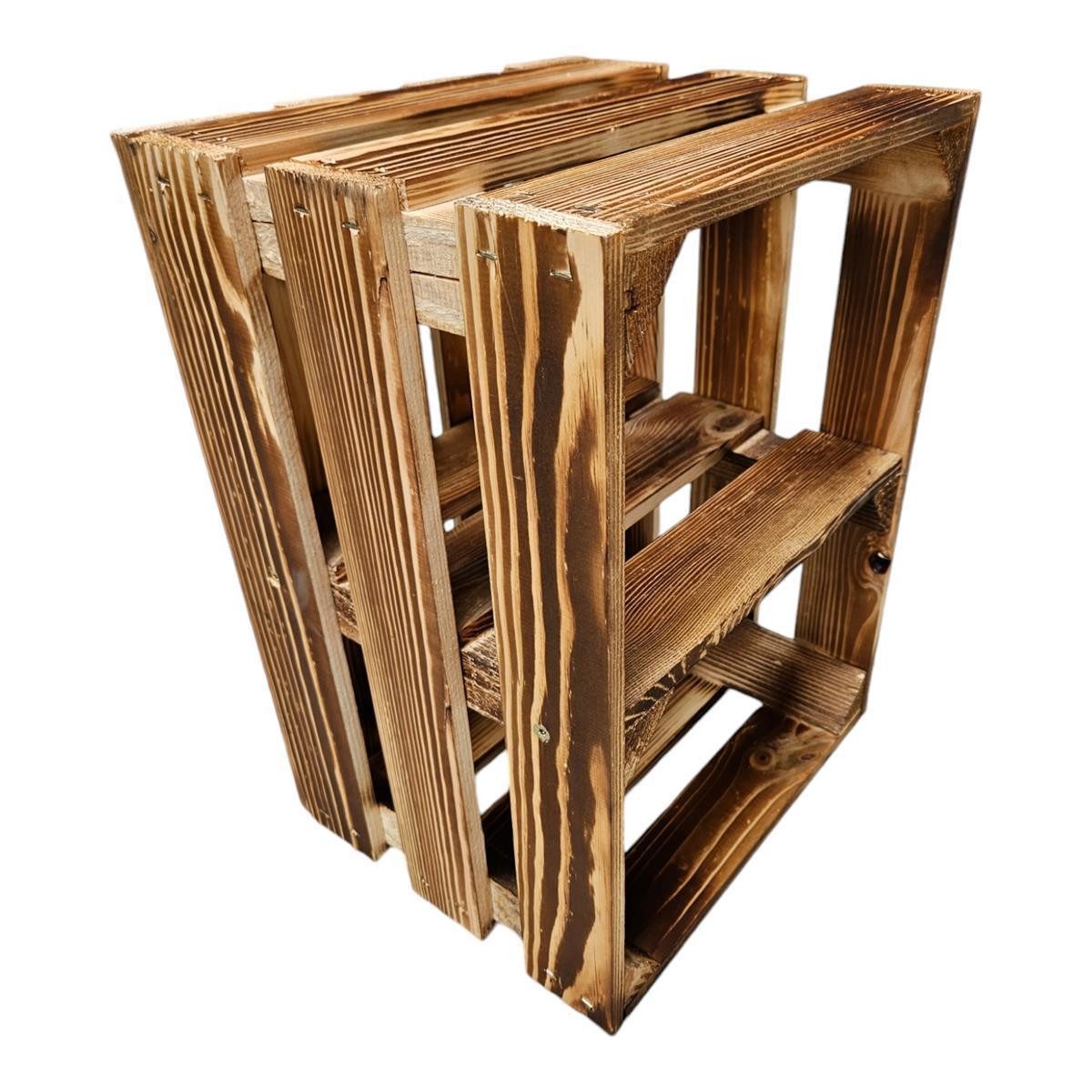 Teramico Holzkiste Holzkiste Obstkiste Regal 40x30x25cm Geflammt Boden Kurz, Aufbewahrungsbox