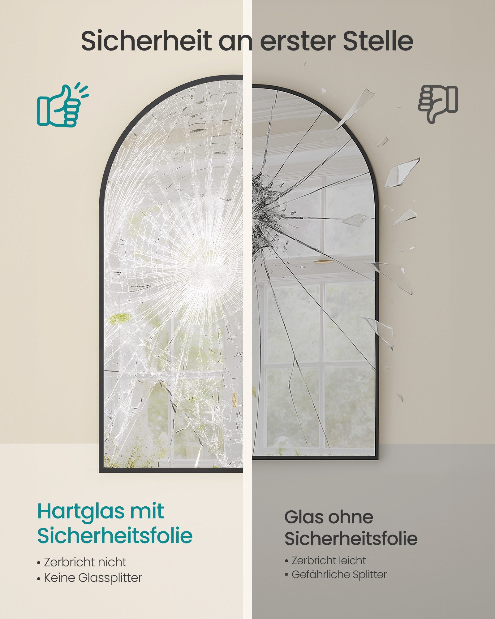 SONGMICS Wandspiegel, Aluminiumrahmen, 91 x 61 günstig online kaufen