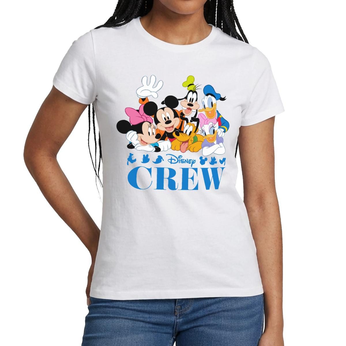 Spreadshirt T-Shirt Mickey & Minnie Pluto Goofy Daisy Donald Crew Frauen T- günstig online kaufen