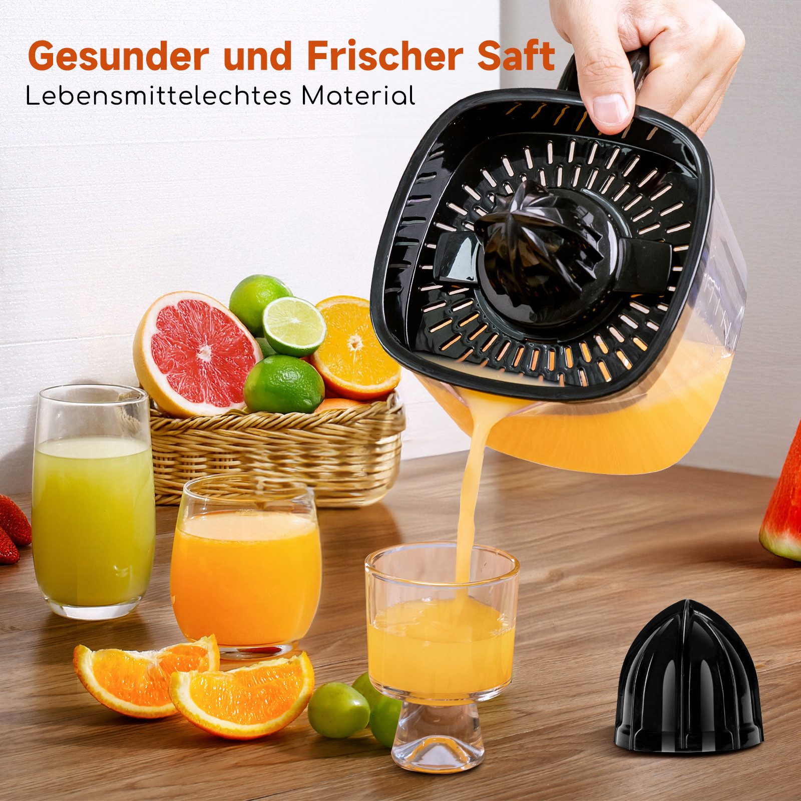 Aigostar Entsafter Saftpresse Elektrisch 2 Kegel, Orangenpresse, Zitruspresse, 40,00 W, Hohe Saftausbeute, Tropfsicherer Auslauf, 100% reiner Saft, BPA-frei – Bild 4 von 5