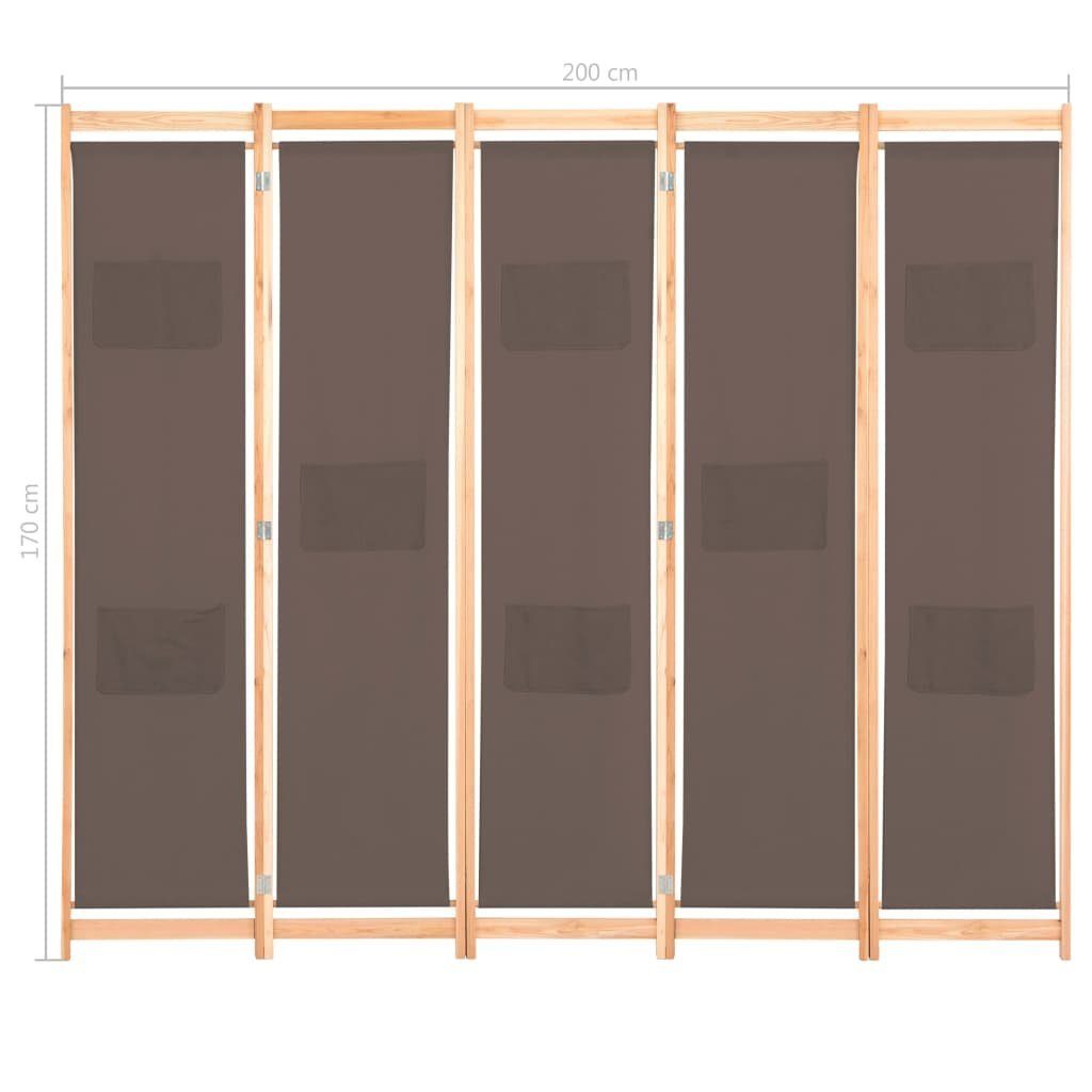 x 170 Paravent 5tlg Braun Raumteiler x Wand 4 Raumteiler spanische Trennwand 200 vidaXL