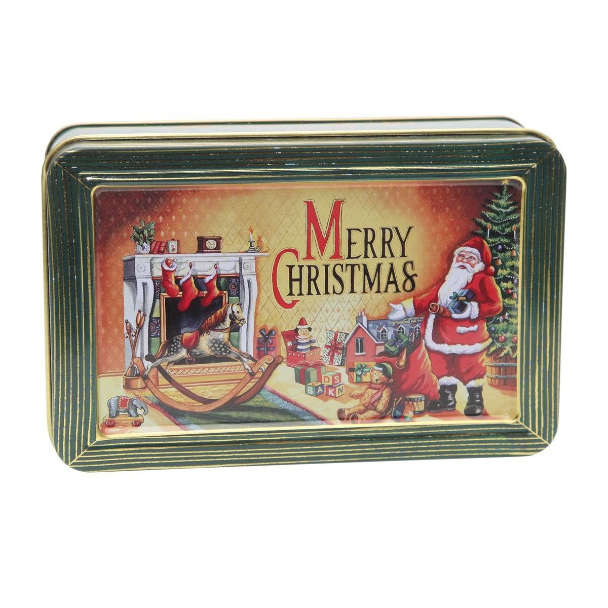 POWERHAUS24 Keksdose Mini-Blechdose Merry Christmas 13,5 x 8,5 cm, Blech, (Spar-Set)