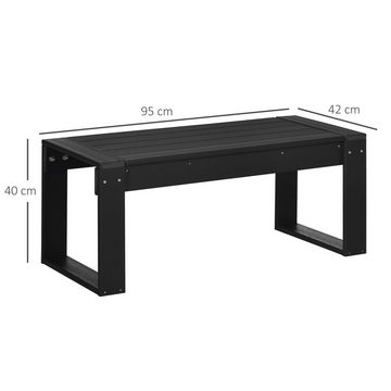 Outsunny Beistelltisch Couchtisch, Kaffeetisch, für Balkon, Garten, Terrasse, HDPE, Schwarz (Set, 1-St., Beistelltisch), 95L x 42B x 40H cm