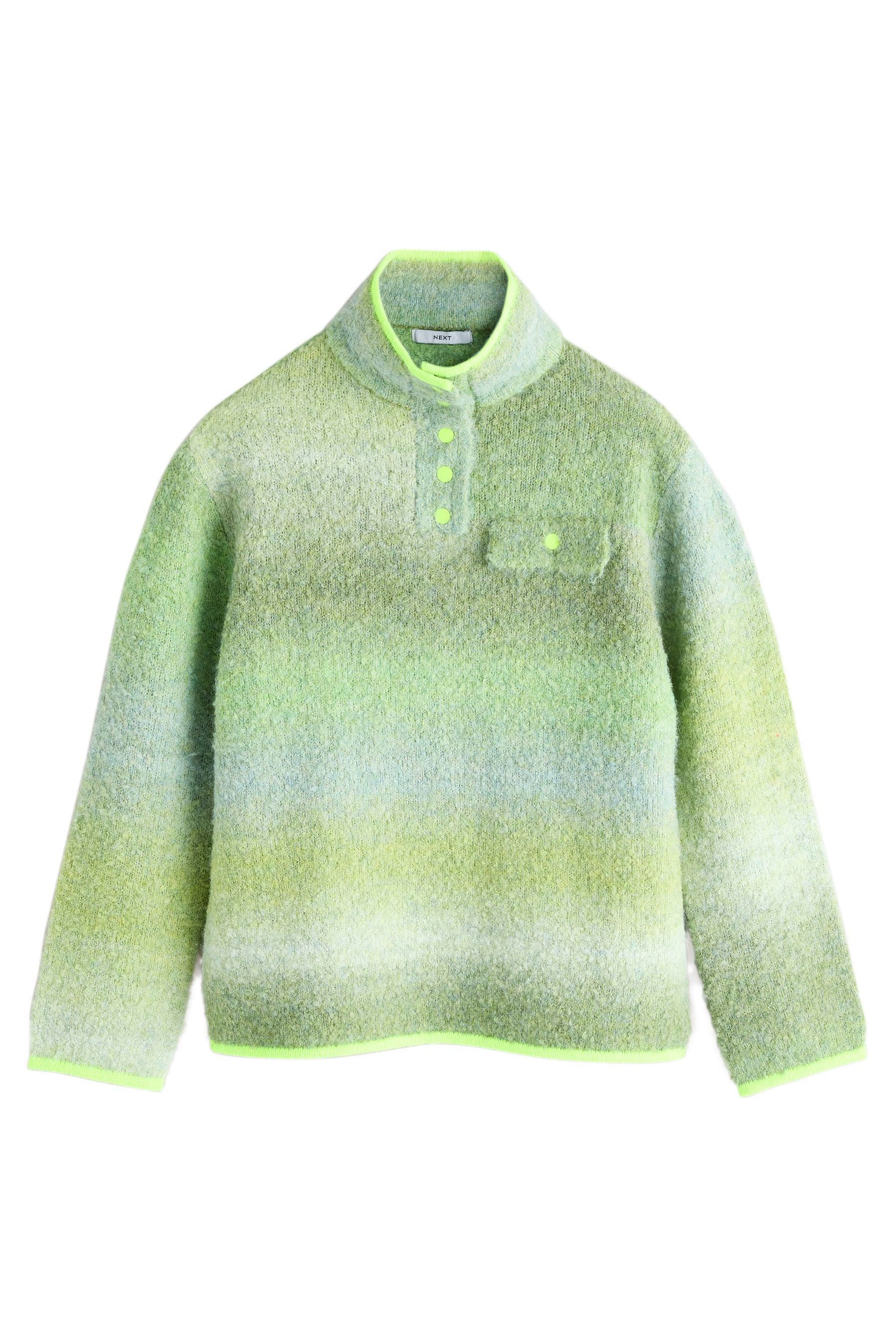 Strickpullover Bouclé-Pullover mit Stehkragen und Tasche