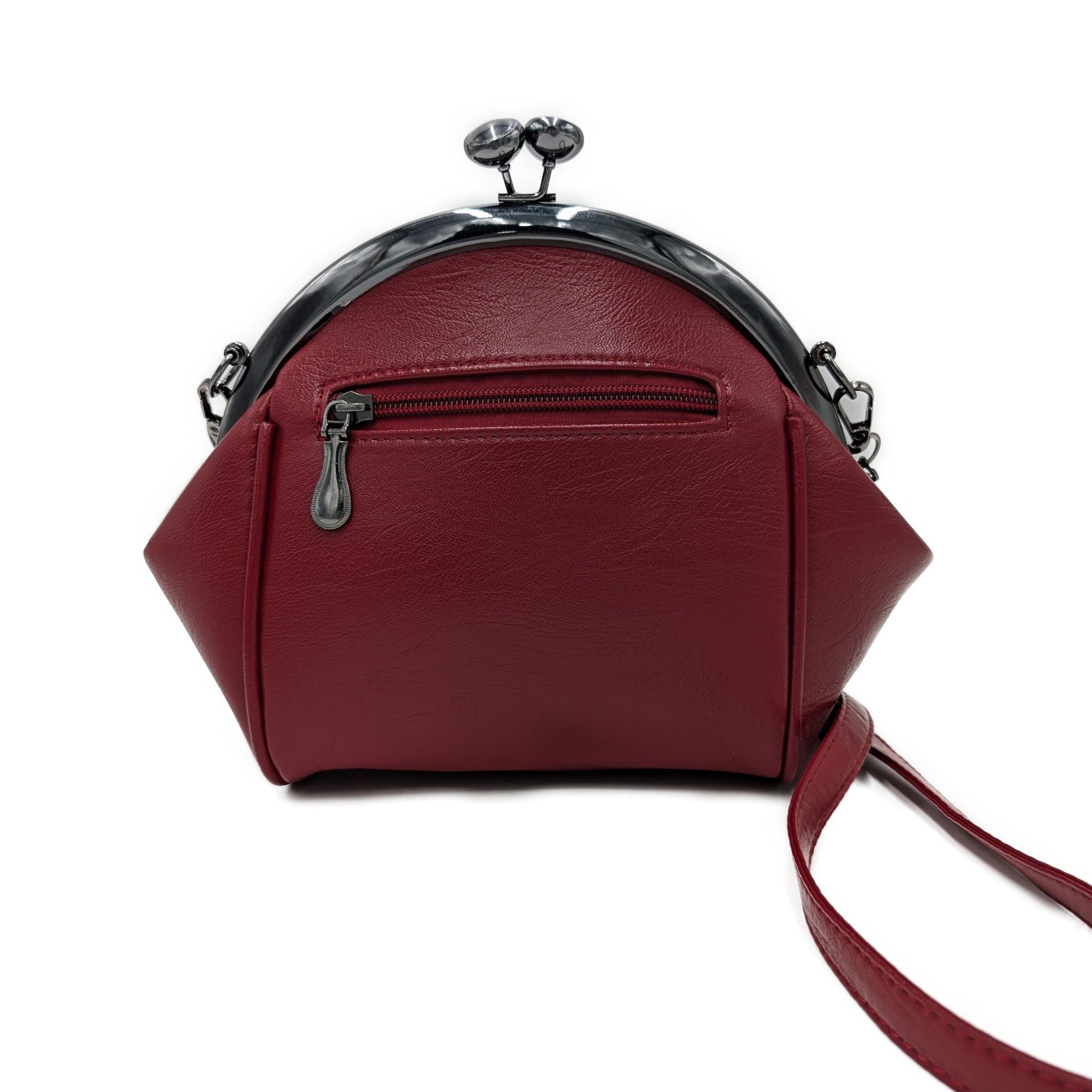 Mera Vellon Handtasche Damen Schultertasche "Varela" Umhängetasche mit Clipverschluss, Veganes Leder mit praktischem Clipverschluss