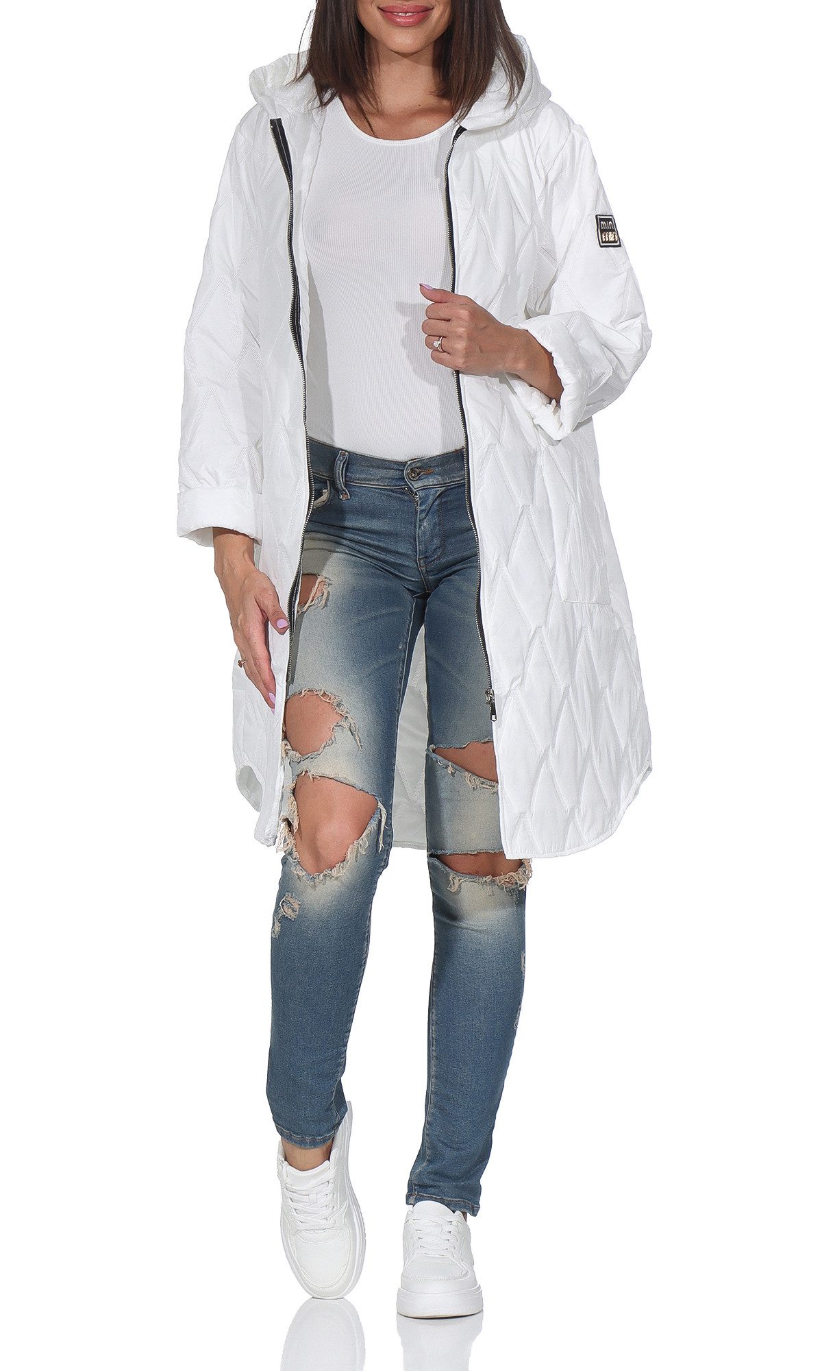 simaranda Langjacke Steppjacke lang stylischer Trenchcoat 5343 mit Kapuze günstig online kaufen