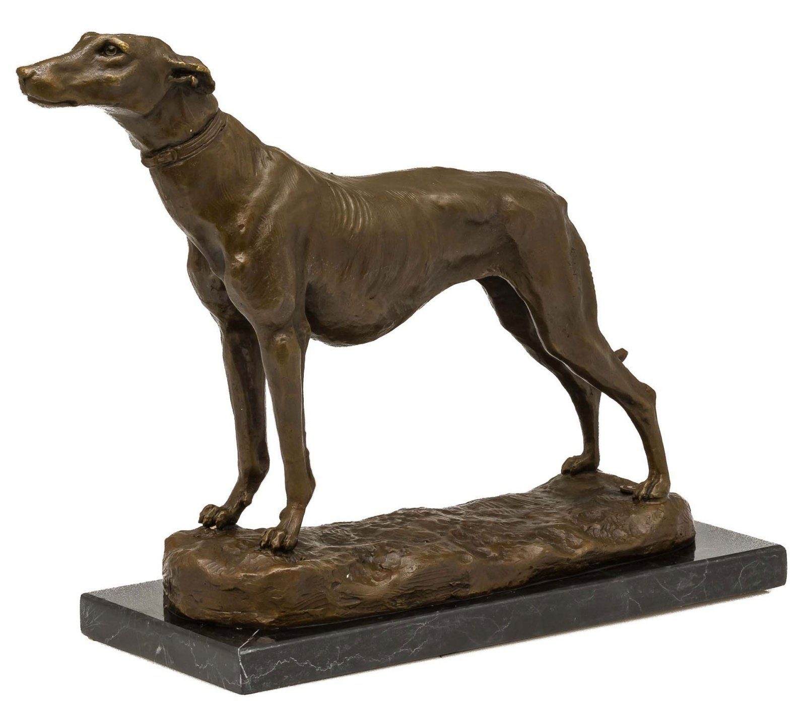 Aubaho Skulptur Bronzeskulptur Hund nach Emmanuel Fremiet Windhund Skulptur Figur Repl