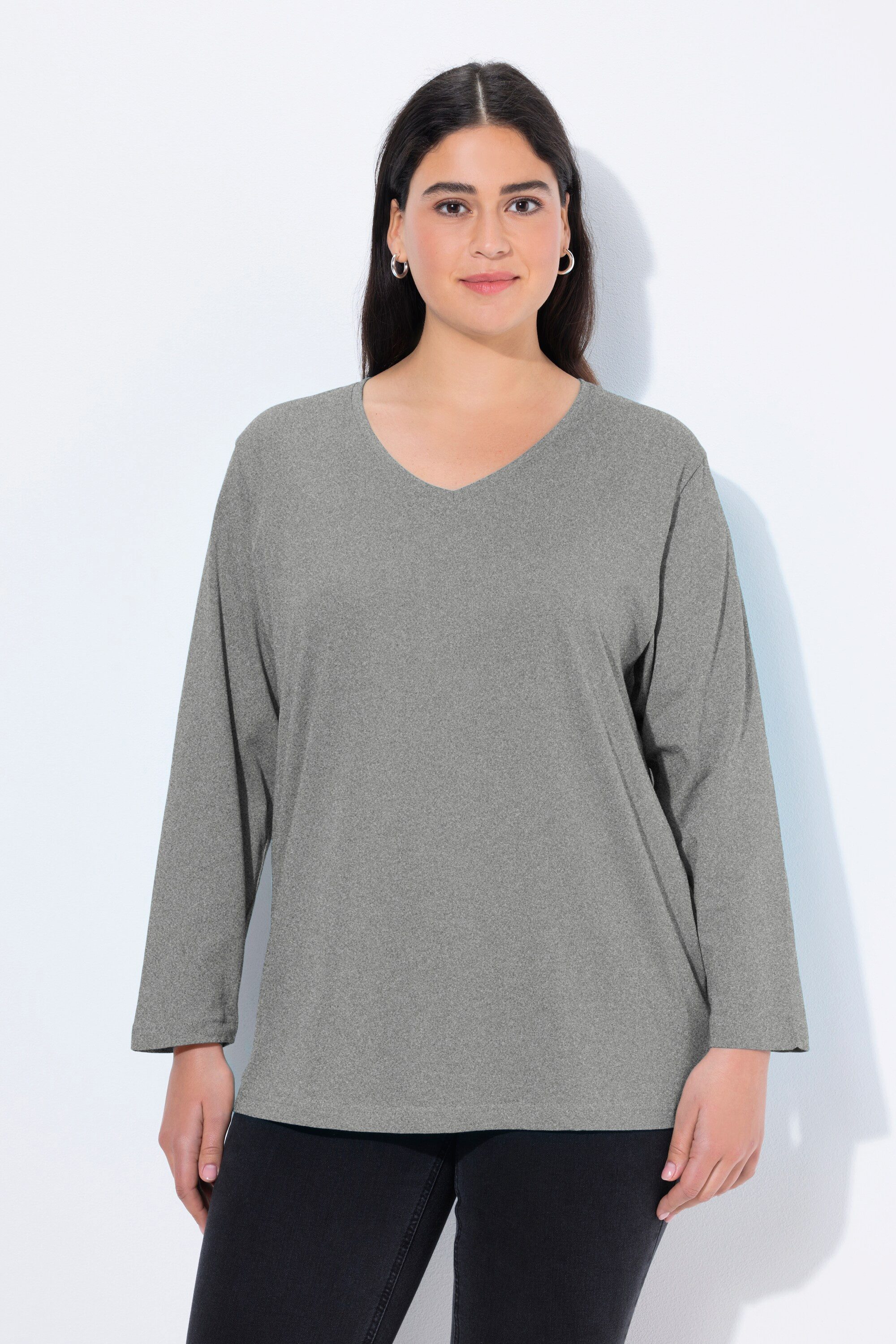 Ulla Popken T-Shirt Shirt V-Ausschnitt Relaxed günstig online kaufen