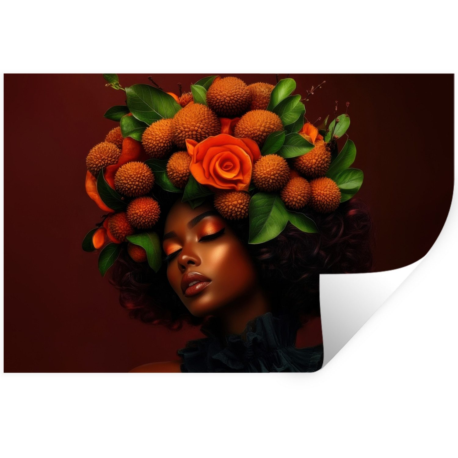 MuchoWow Wandsticker Frau - Lychee - exotisch (1 St), Wanddeko, Aufkleber, Wandtattoo, 120x80 cm