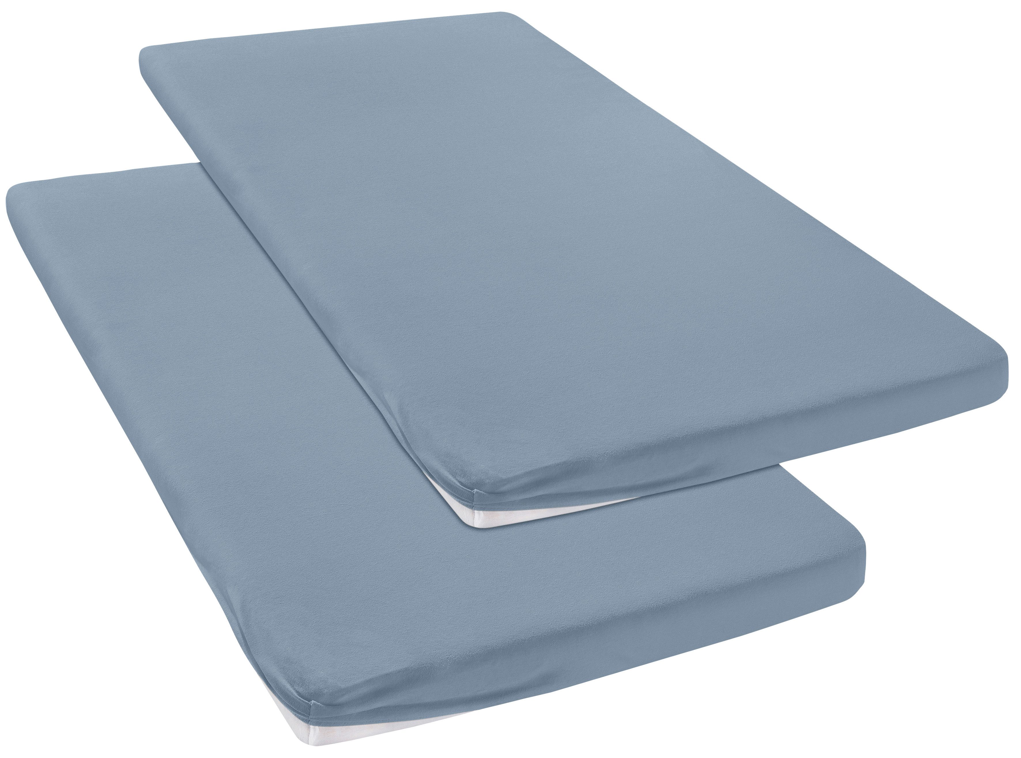 OTTO home Spannbettlaken Topper Basic, in Gr. 90x200, 140x200 oder 180x200 cm, Baumwoll-Jersey, Gummizug: rundum, (2 Stück), Baumwolle, Matratzen bis 8 cm Höhe, Bettlaken, Spannbetttuch, Laken