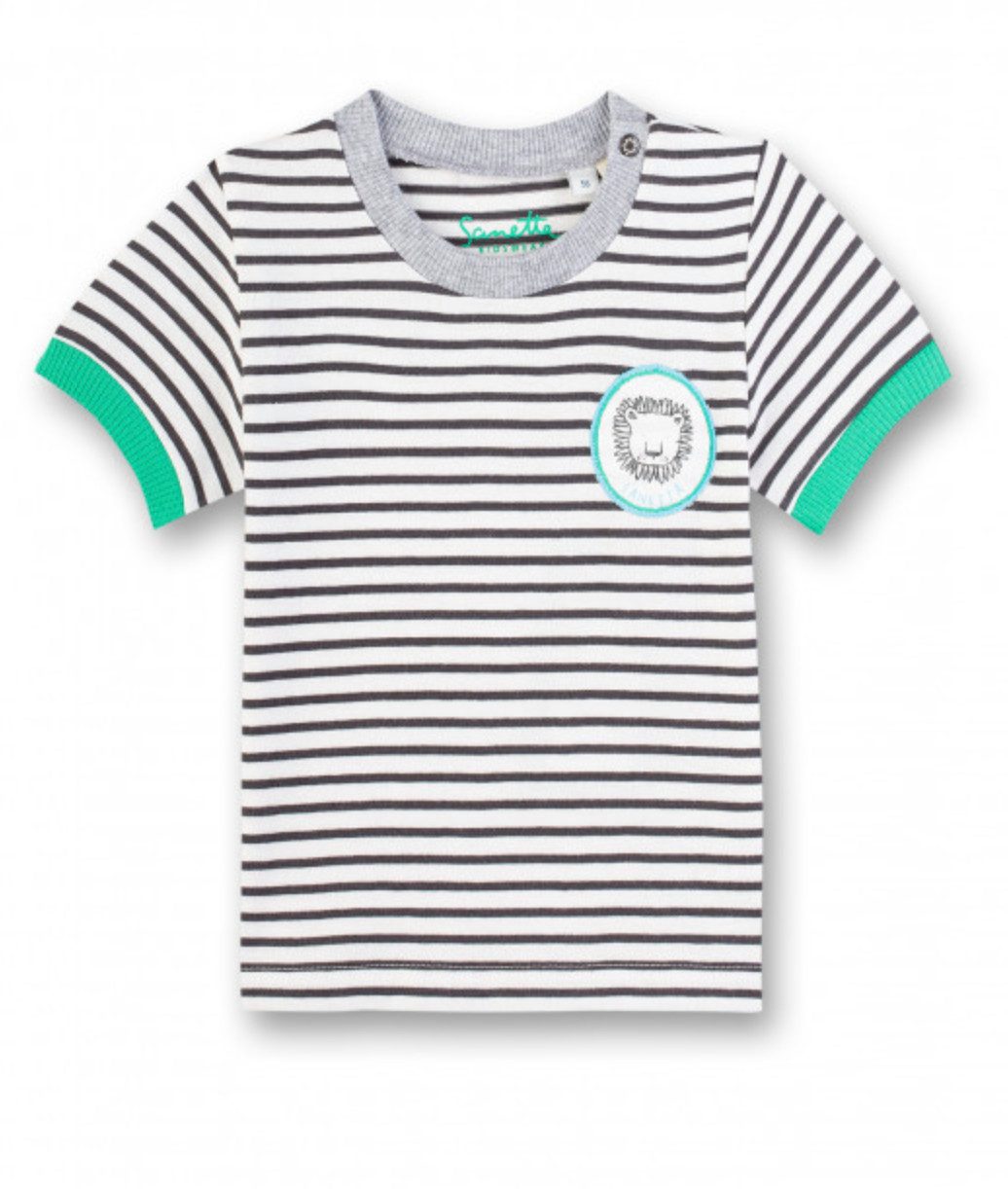 Sanetta T-Shirt Baby T-Shirt aus Baumwolle mit Streifen und Löwen Patch